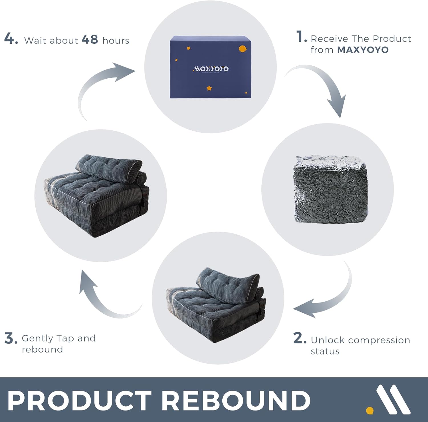 MAXYOYO Folding Sofa Bed, Convertible Sleeper Chair with Pillow Foldable Mattress with Back Support, Portable Fold Out Chair Bed Comfy Floor Sofa Lounge for Living Room Bedroom, Beige, Single