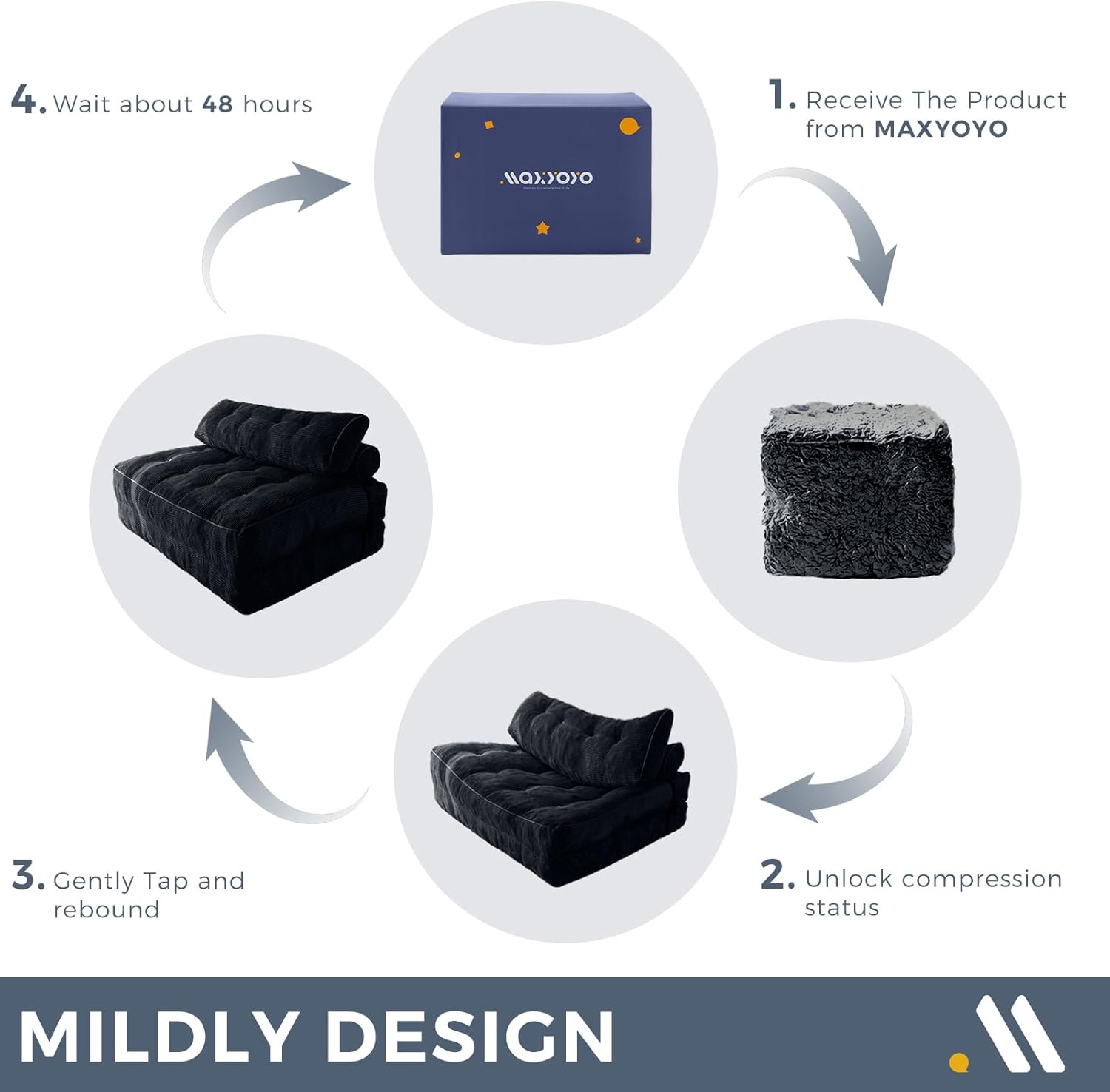 MAXYOYO Folding Sofa Bed, Convertible Sleeper Chair with Pillow Foldable Mattress with Back Support, Portable Fold Out Chair Bed Comfy Floor Sofa Lounge for Living Room Bedroom, Beige, Single