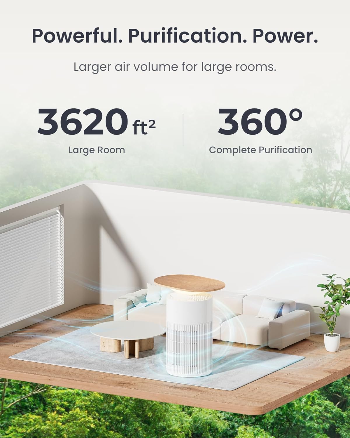 SwitchBot 4 in 1 Air Purifiers Table with Matter, Up to 3620 ft², H13 HEPA Pet Filter, Wireless Charging, Washable Pre-filter, 10 RGB Colors, Supports HomeKit, Alexa, Google Home, Home Assistant, etc