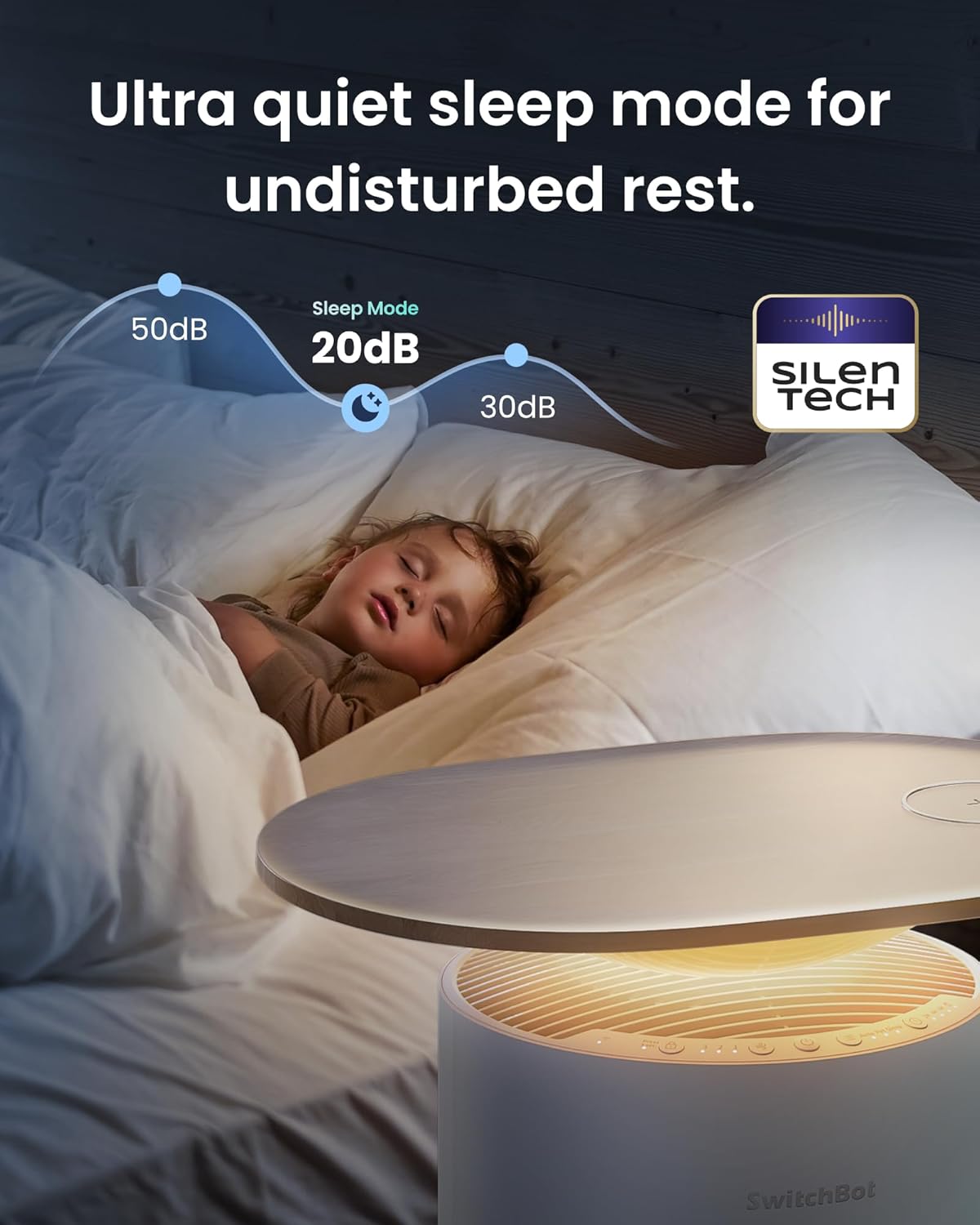 SwitchBot 4 in 1 Air Purifiers Table with Matter, Up to 3620 ft², H13 HEPA Pet Filter, Wireless Charging, Washable Pre-filter, 10 RGB Colors, Supports HomeKit, Alexa, Google Home, Home Assistant, etc