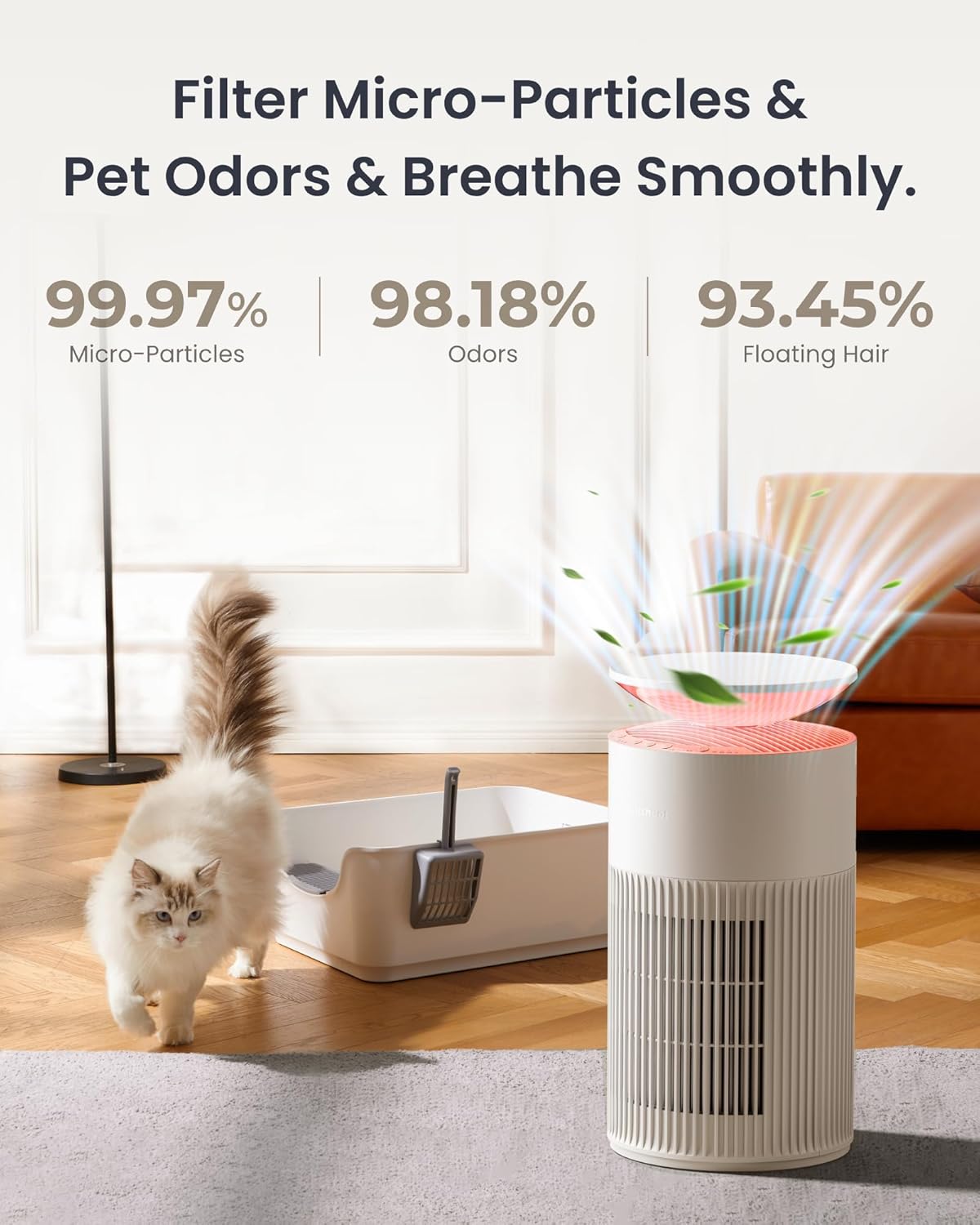 SwitchBot 4 in 1 Air Purifiers Table with Matter, Up to 3620 ft², H13 HEPA Pet Filter, Wireless Charging, Washable Pre-filter, 10 RGB Colors, Supports HomeKit, Alexa, Google Home, Home Assistant, etc