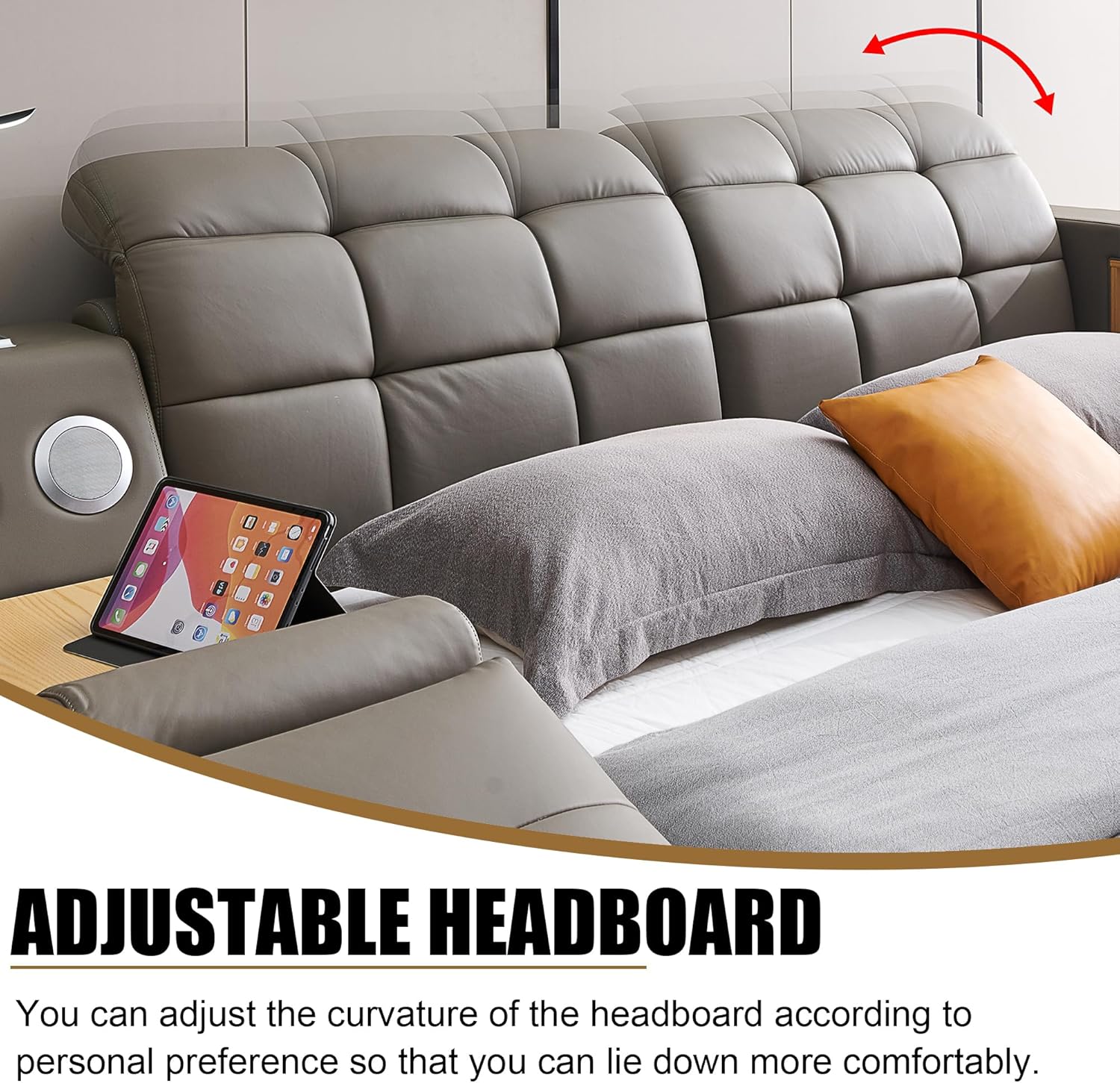 Smart Queen Bed Frame, Black Multifunctional Bed with Massage Recliner, Modern Luxury Bed Frame with Music Speaker, USB Charging Station, Adjustable Headboard, Bedroom Furniture