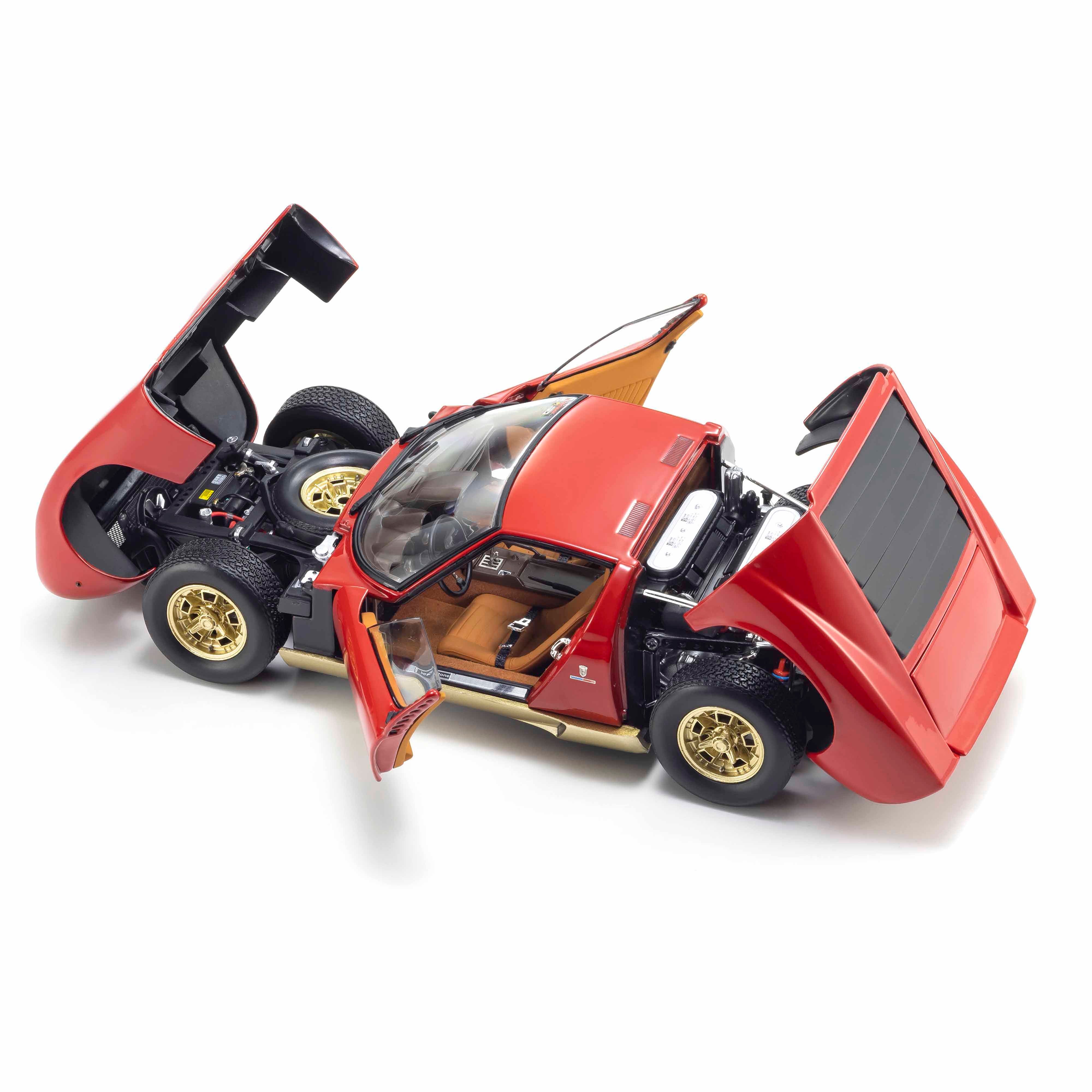 Lamborghini Miura P400 Rouge/Or (Intérieur Marron) 1/18