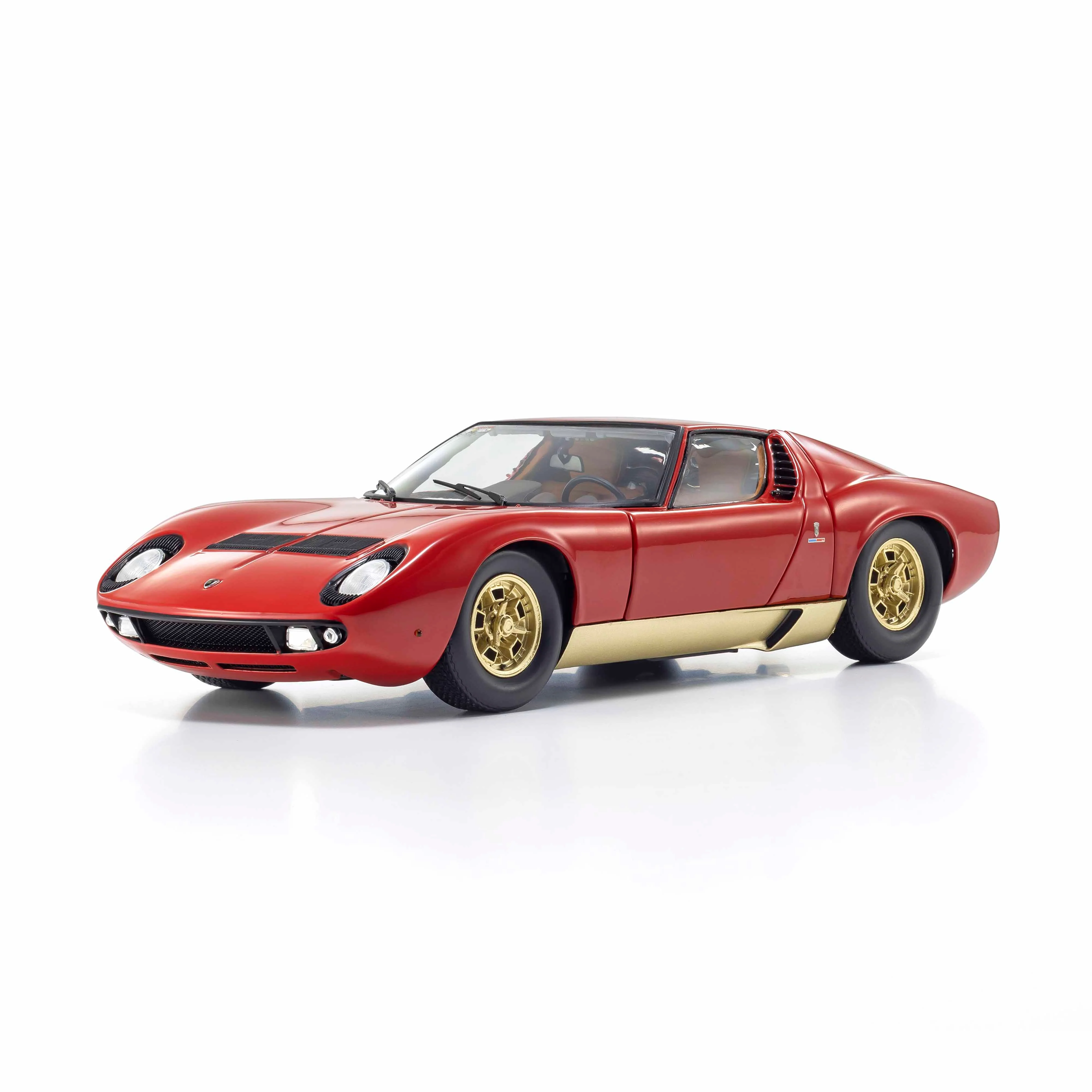Lamborghini Miura P400 Rouge/Or (Intérieur Marron) 1/18