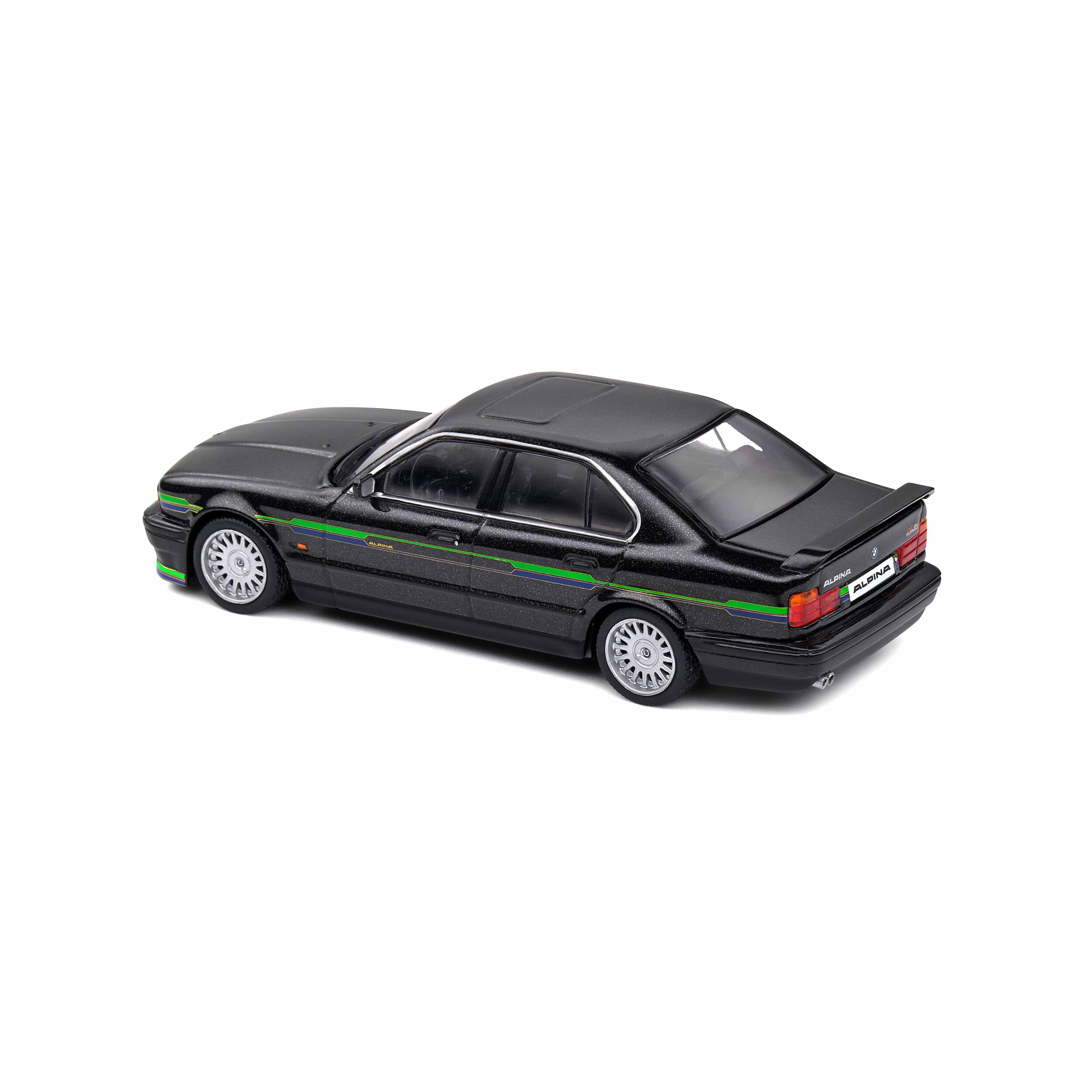 BMW Alpina B10 (E34) Biturbo Noir et Bandes Vertes 1994 1/43