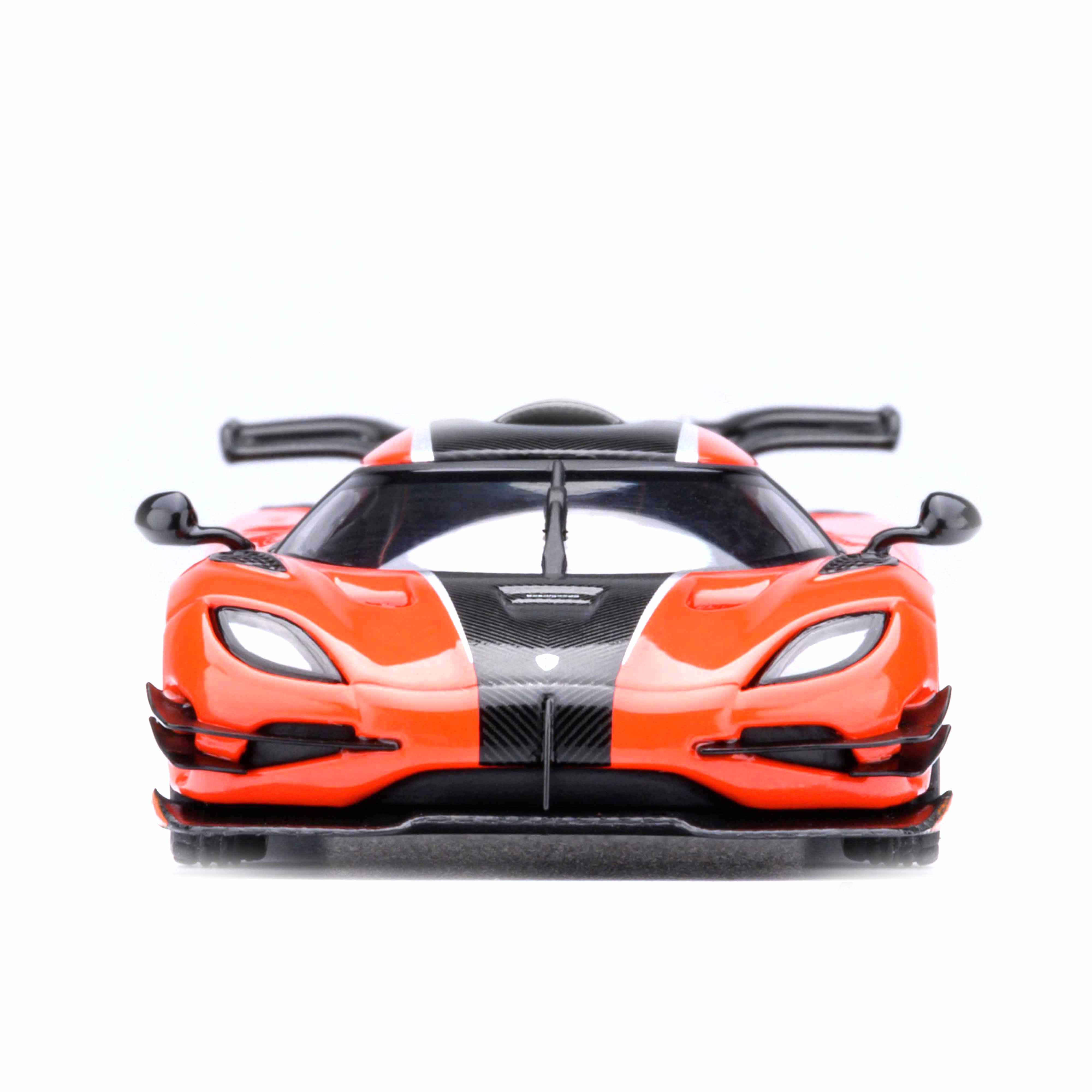 Koenigsegg One : 1 Orange lave/Fibre de carbone/Bandes argentées 1/64