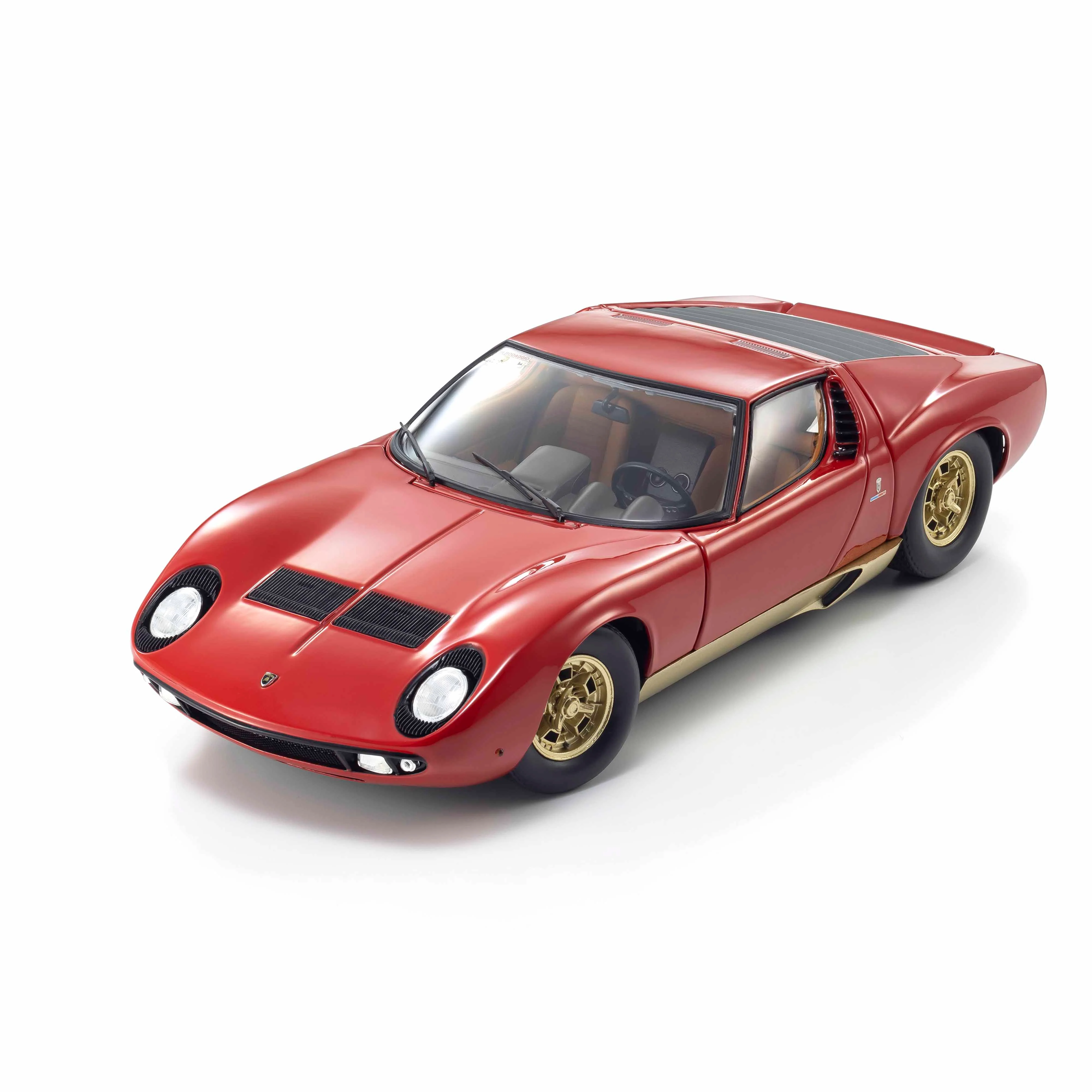Lamborghini Miura P400 Rouge/Or (Intérieur Marron) 1/18
