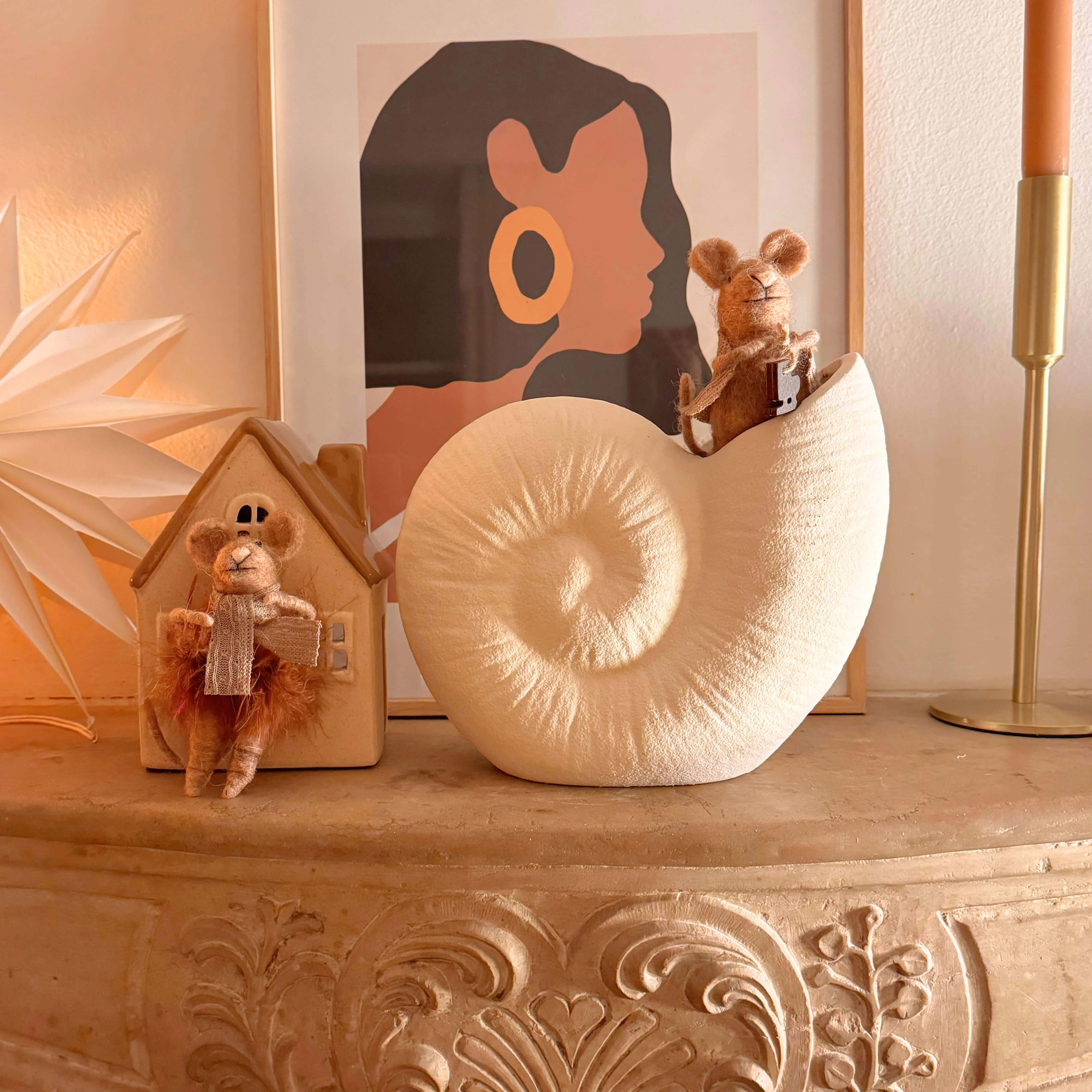 Vase en céramique texturée Coquillage blanc