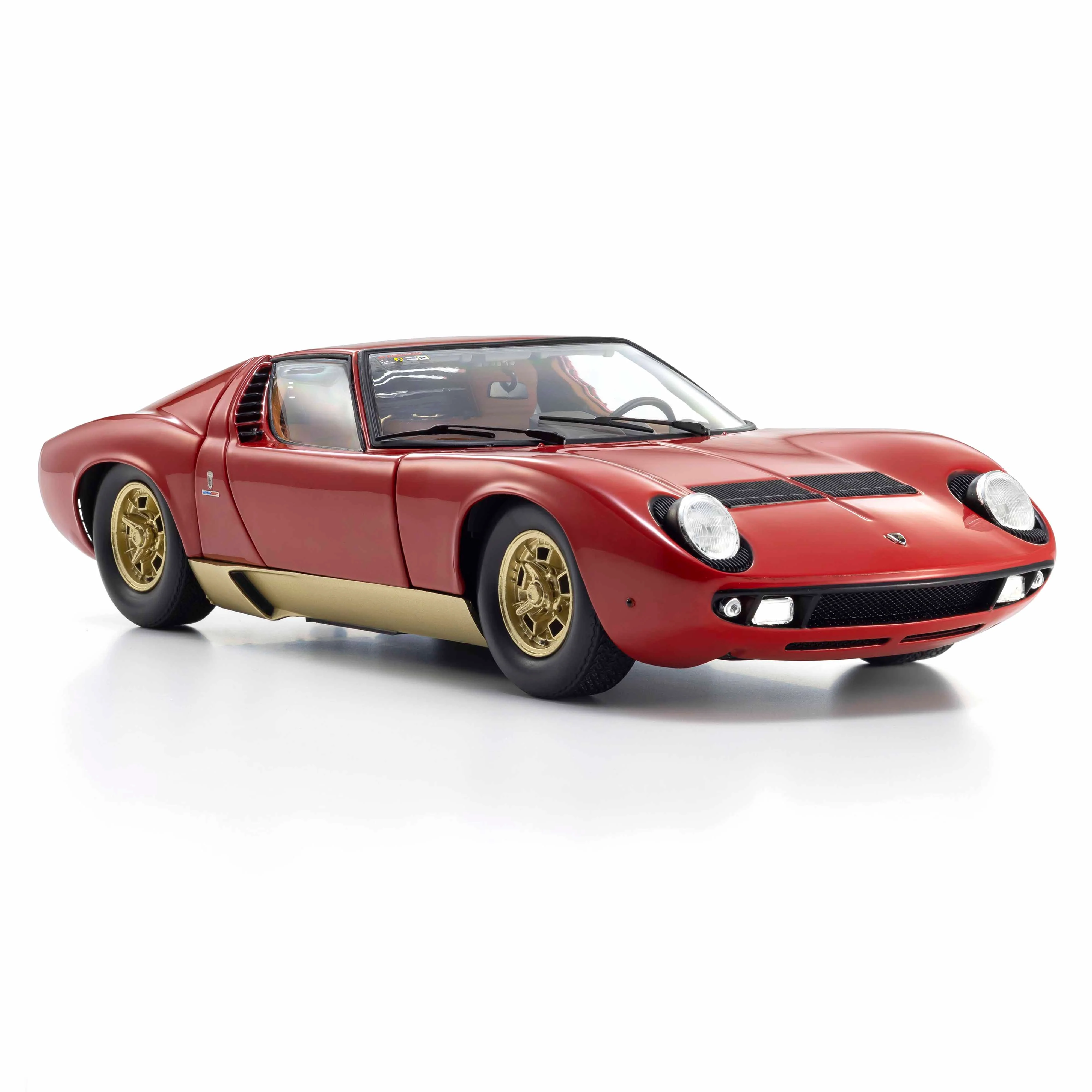 Lamborghini Miura P400 Rouge/Or (Intérieur Marron) 1/18