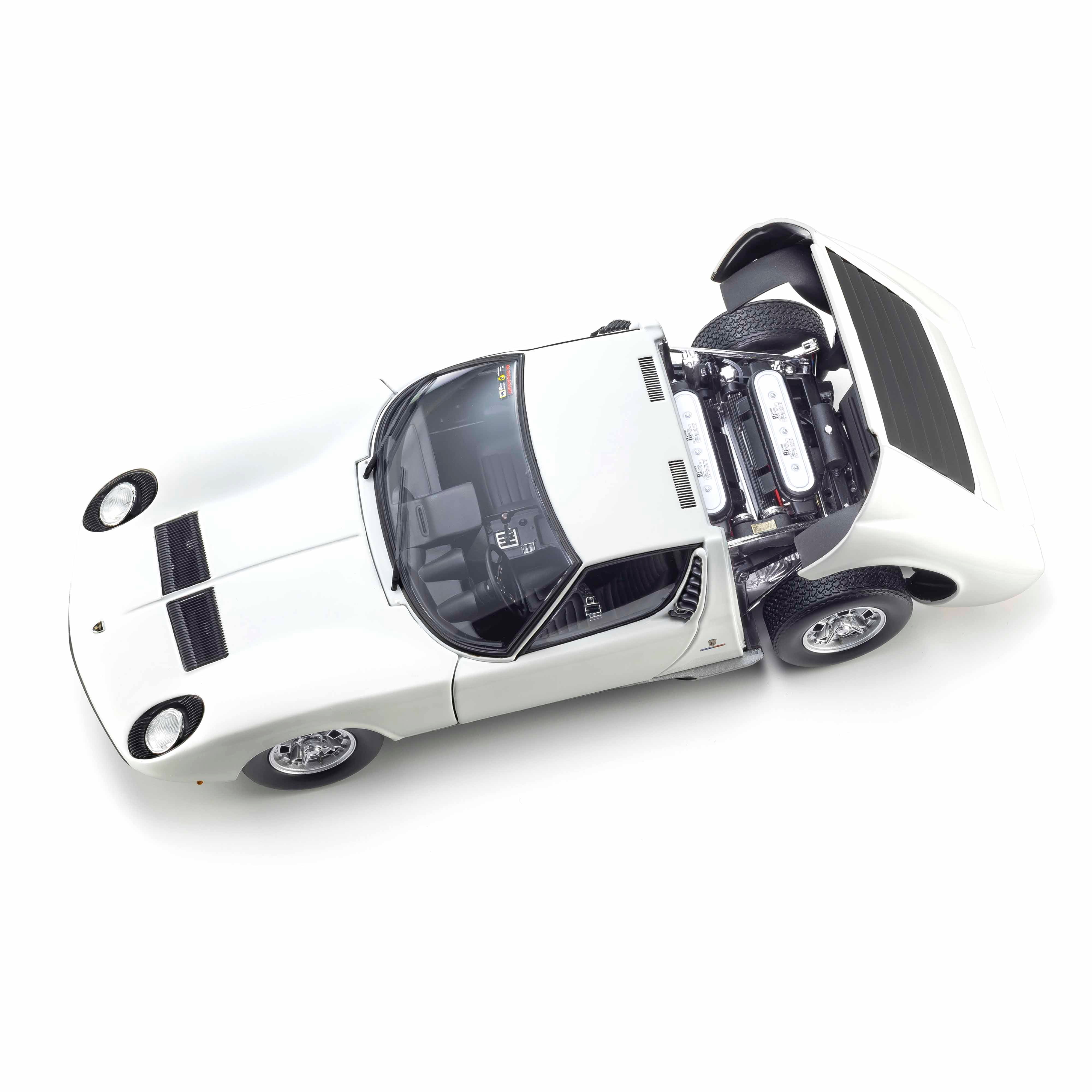 Lamborghini Miura P400 Blanc/Argent (Intérieur Noir) 1/18