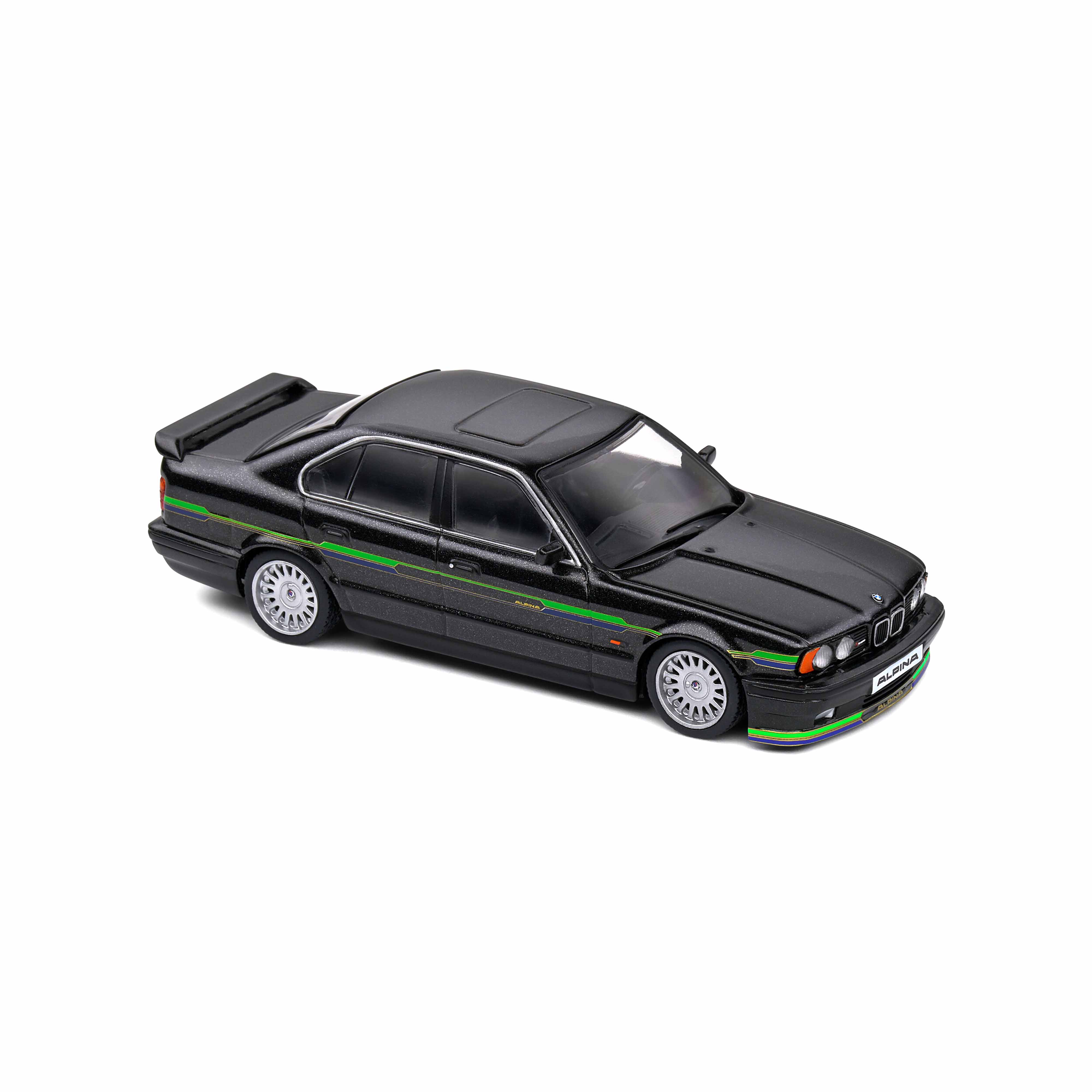 BMW Alpina B10 (E34) Biturbo Noir et Bandes Vertes 1994 1/43