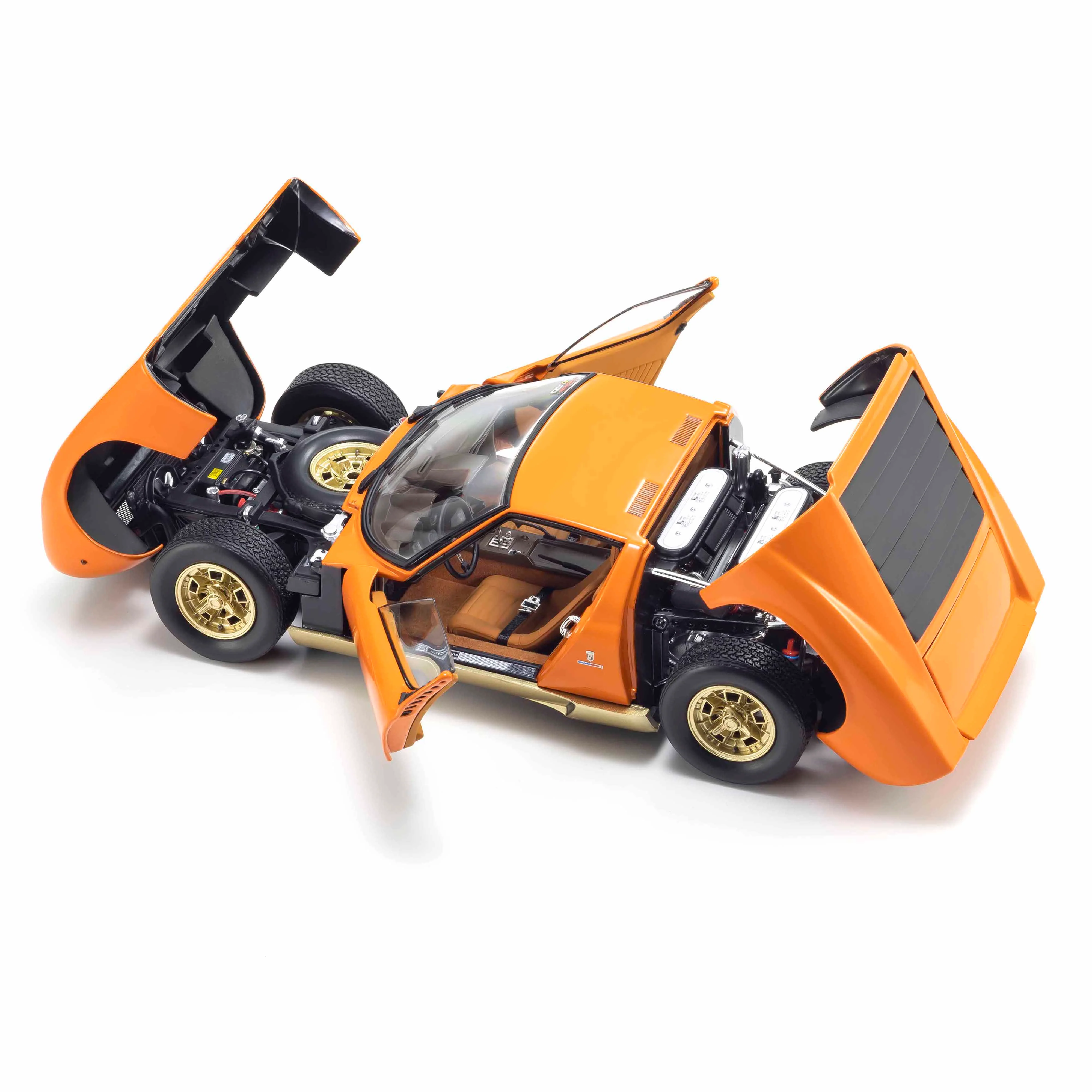 Lamborghini Miura P400 Orange/Or (Intérieur Marron) 1/18
