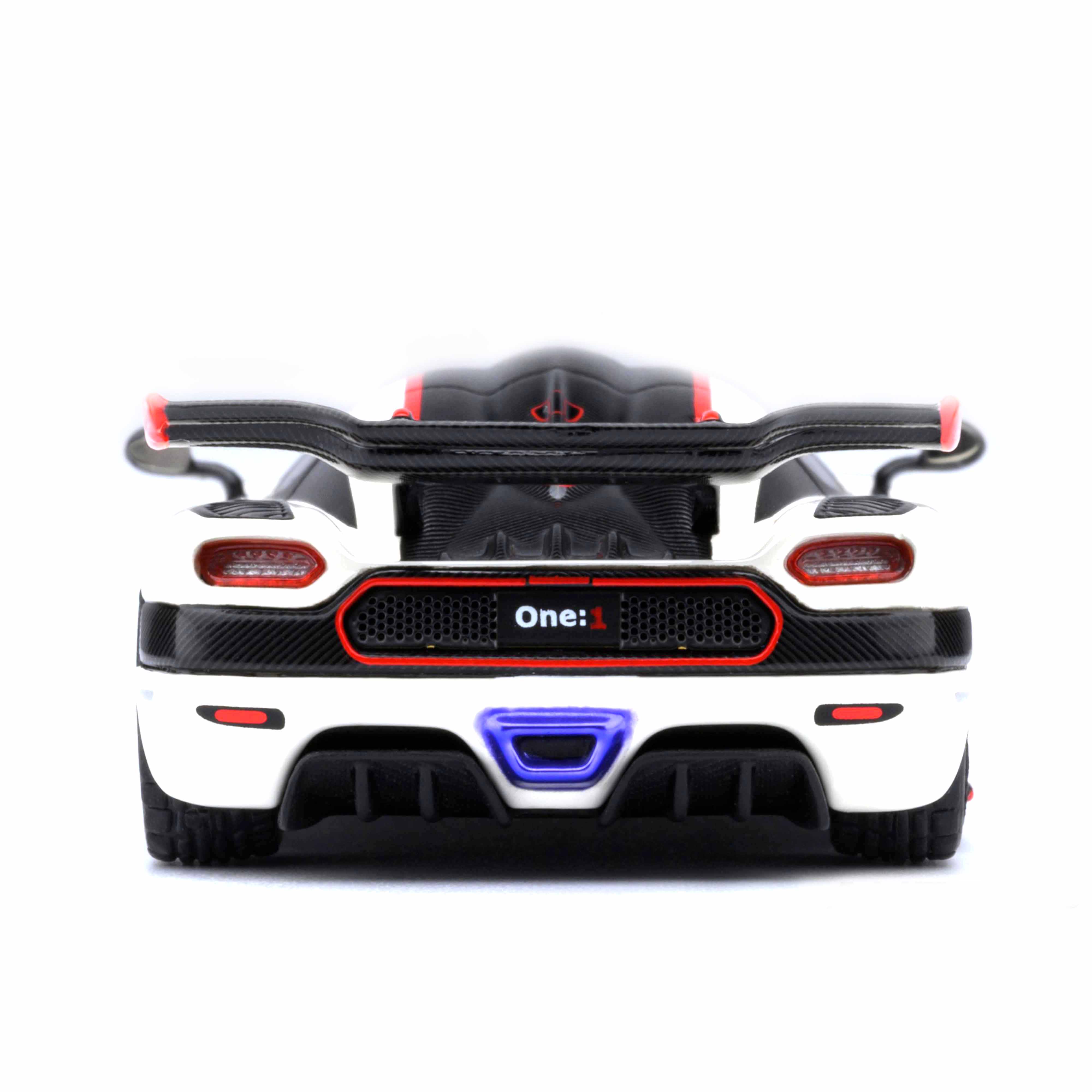Koenigsegg One : 1 Blanc galet/Noir carbone/Accents rouges 1/64