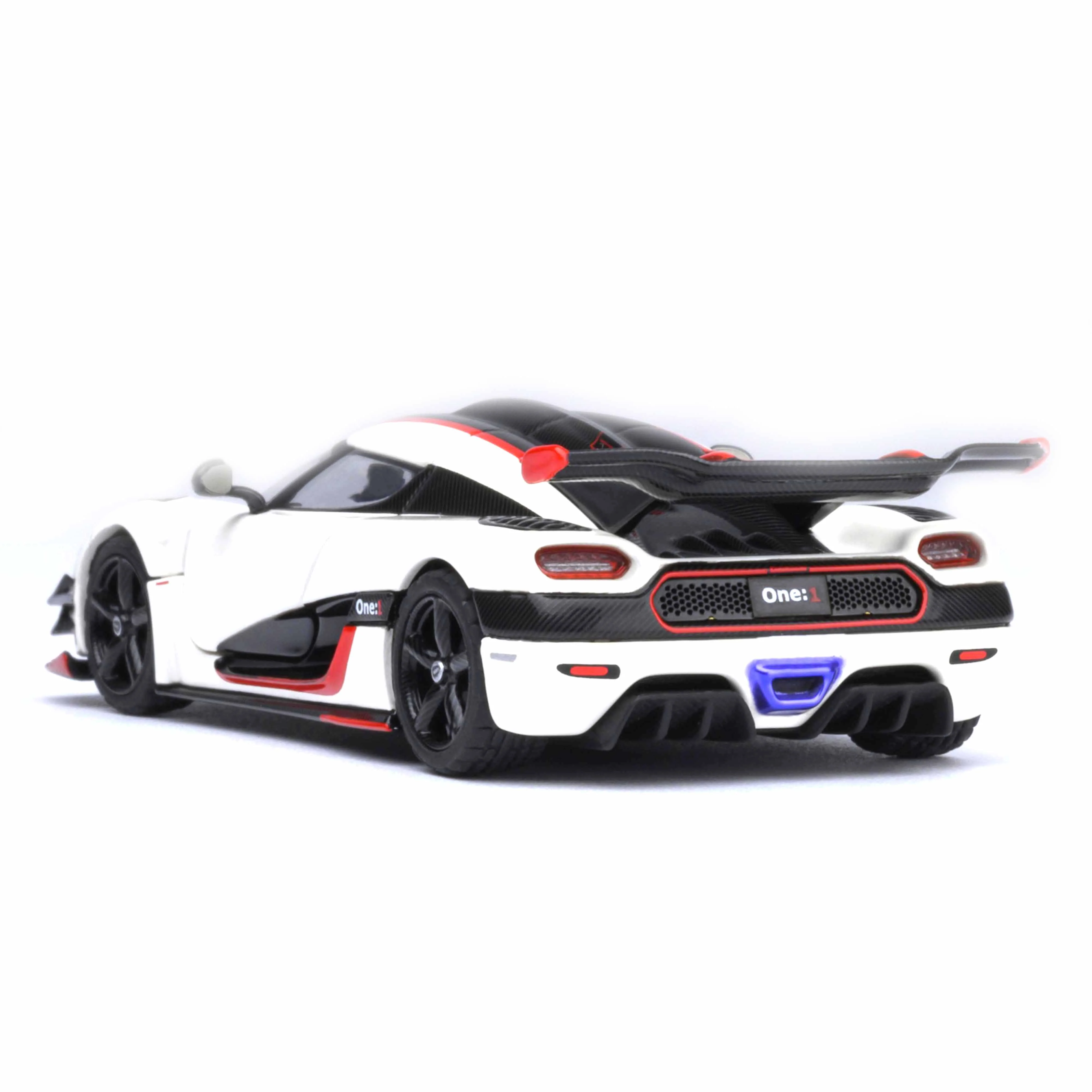 Koenigsegg One : 1 Blanc galet/Noir carbone/Accents rouges 1/64