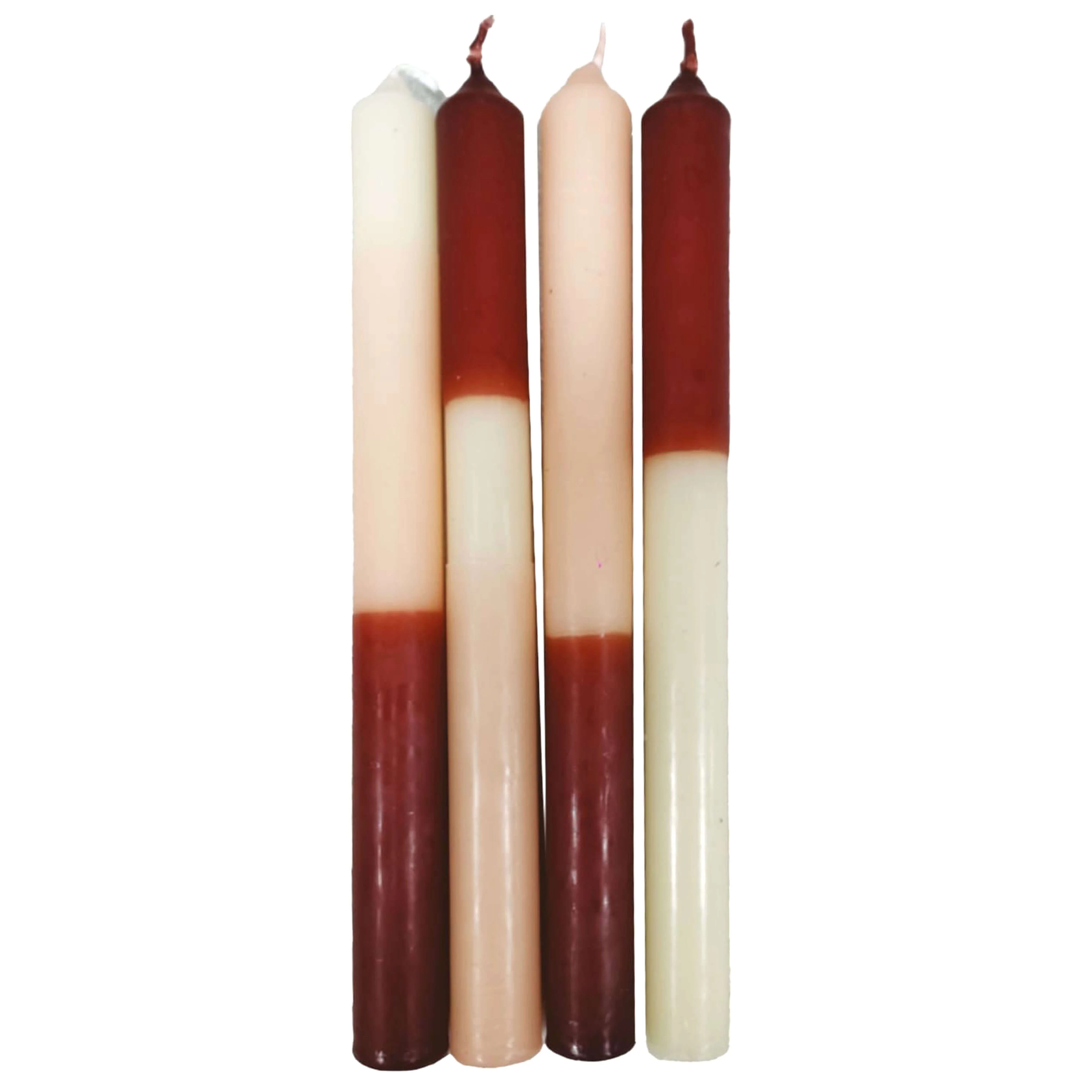 Lot de 4 bougies longues bicolores en Nudes