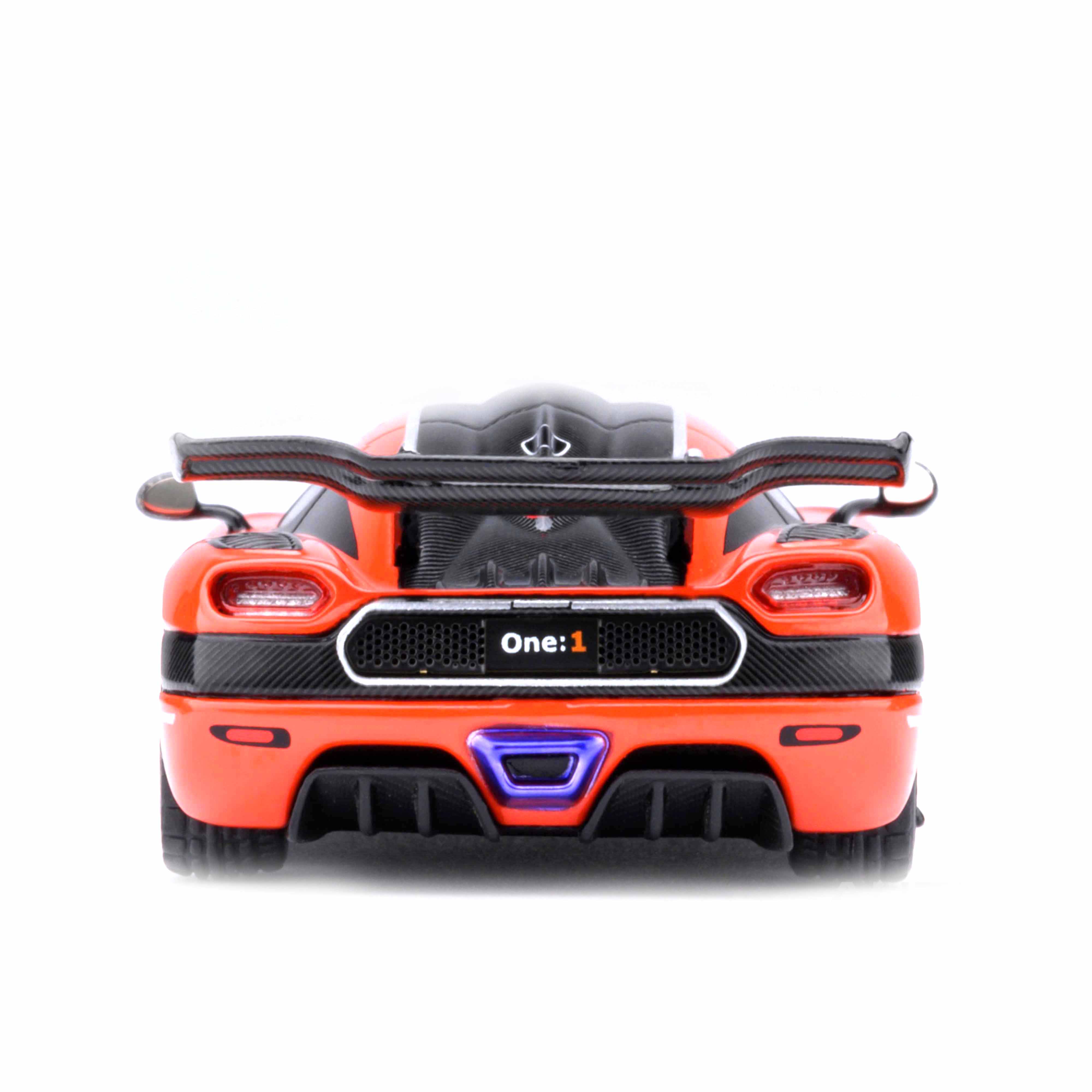 Koenigsegg One : 1 Orange lave/Fibre de carbone/Bandes argentées 1/64