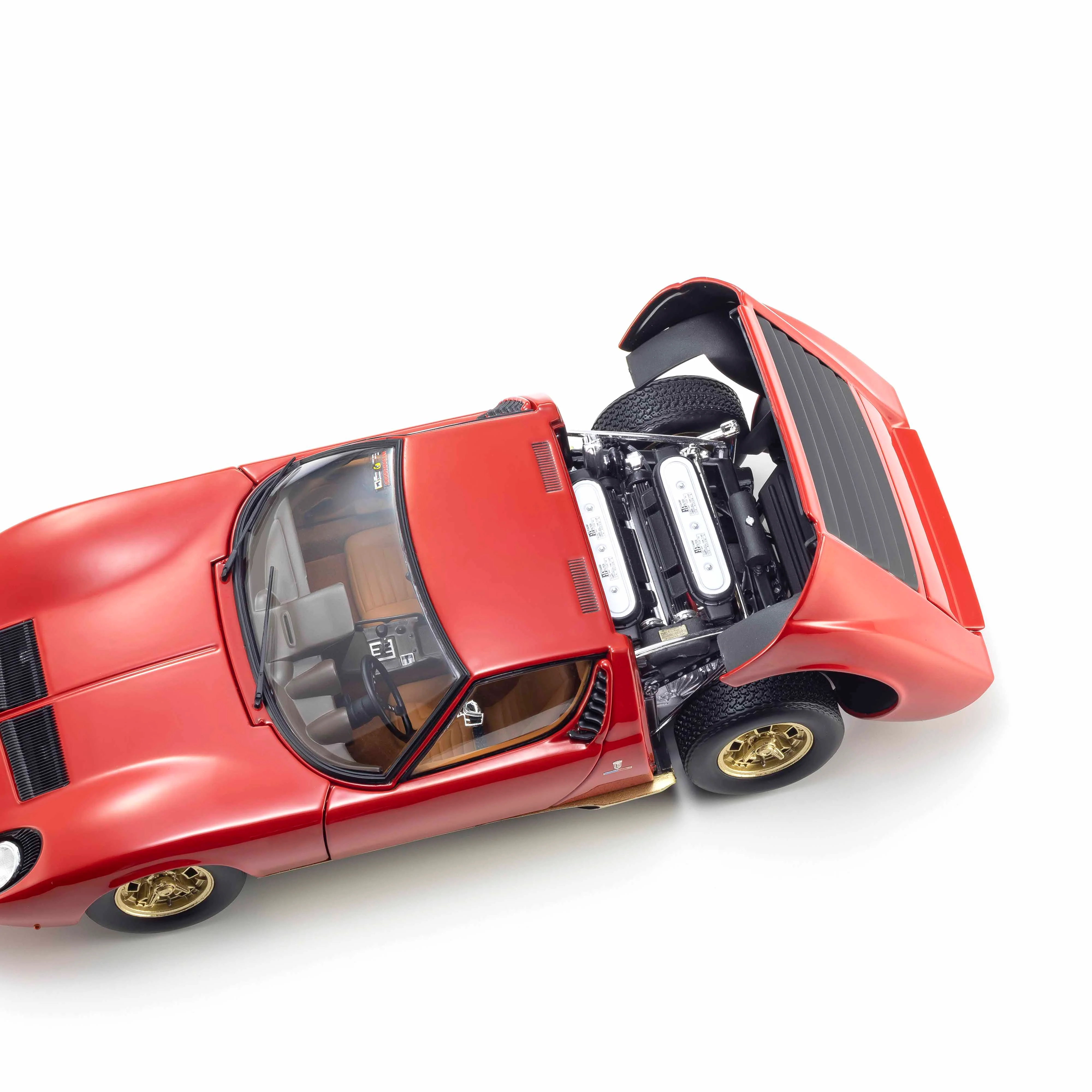 Lamborghini Miura P400 Rouge/Or (Intérieur Marron) 1/18