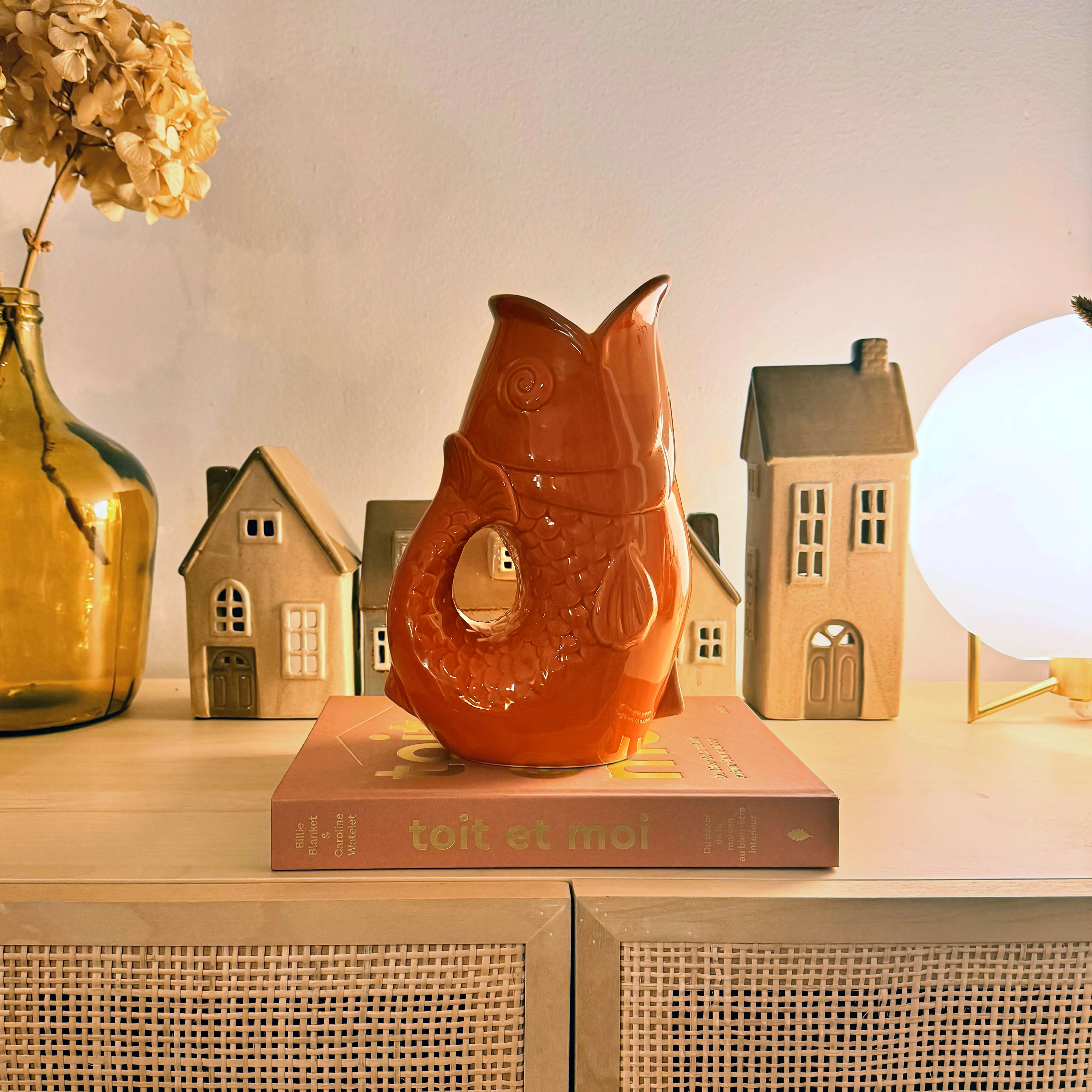 Vase en céramique poisson terracotta