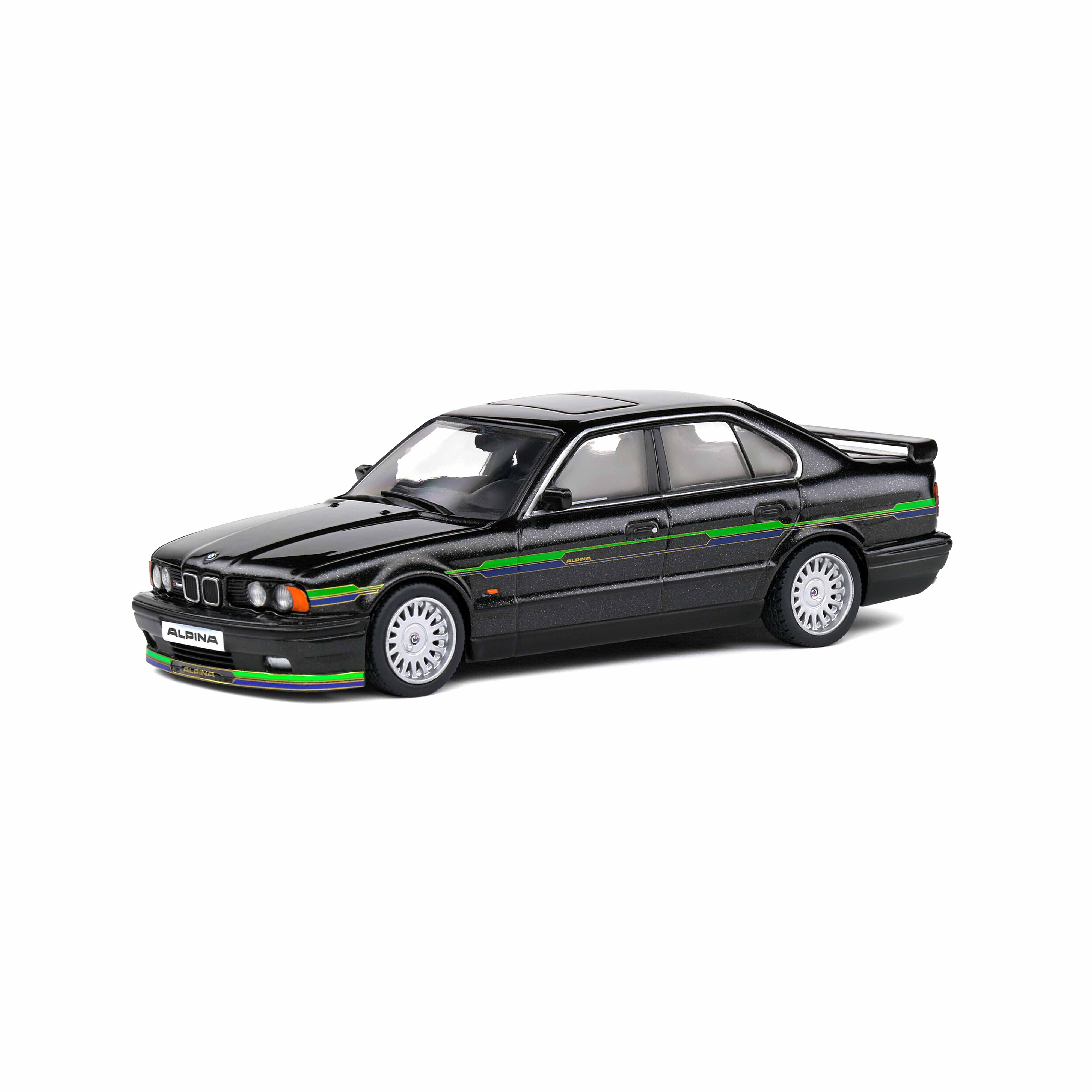 BMW Alpina B10 (E34) Biturbo Noir et Bandes Vertes 1994 1/43