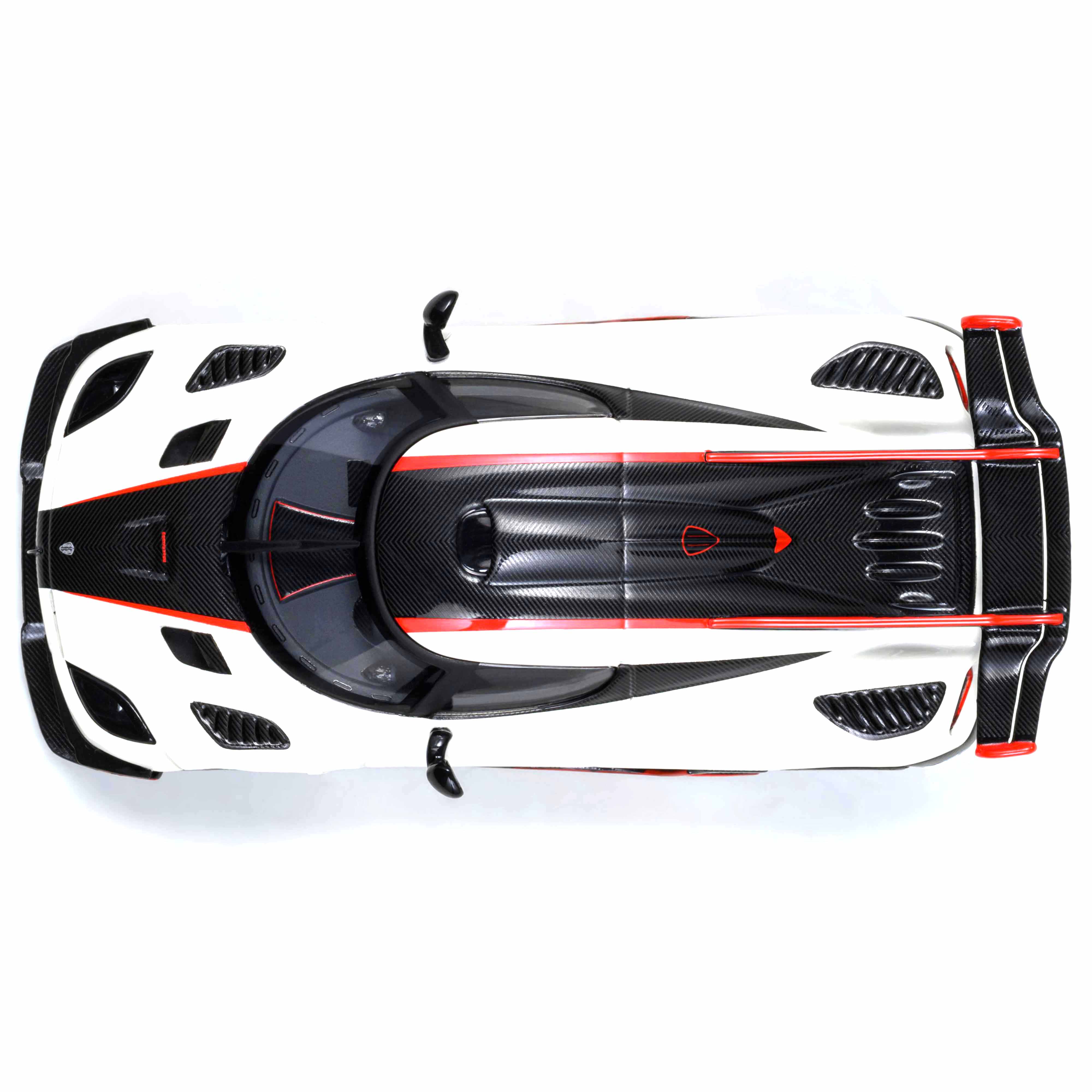 Koenigsegg One : 1 Blanc galet/Noir carbone/Accents rouges 1/64