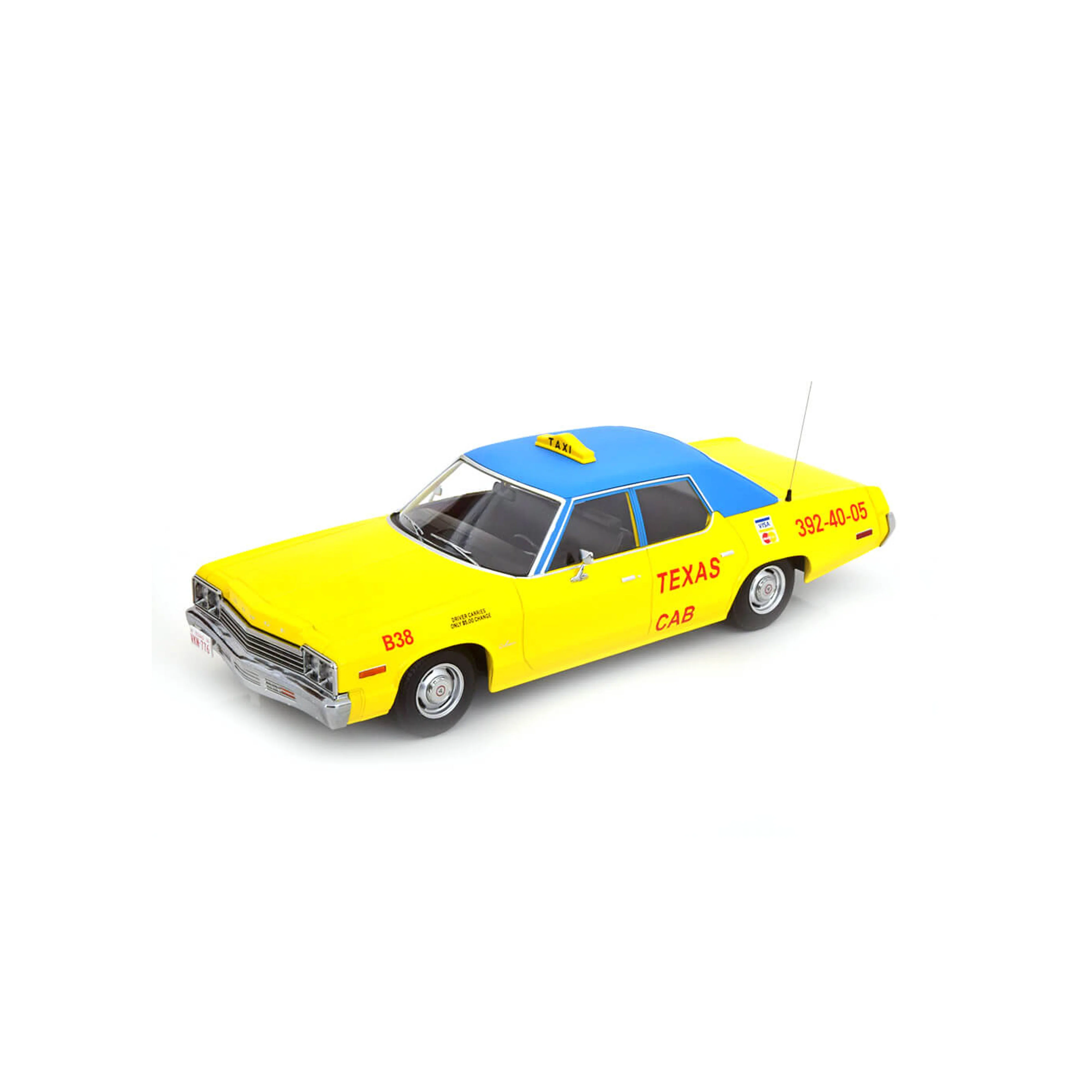 Dodge Monaco 1974 Texas Cab Jaune/Bleu 1/18