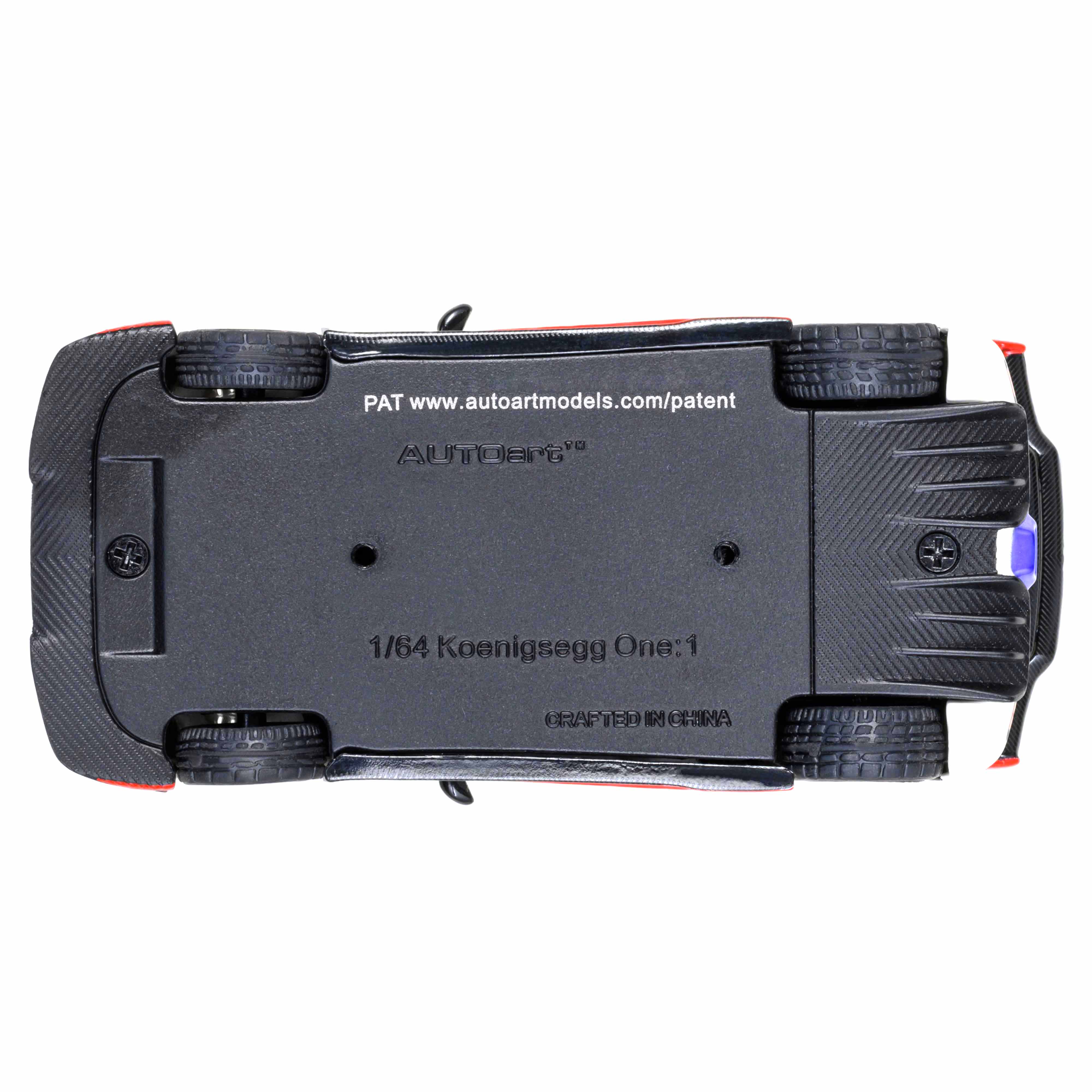 Koenigsegg One : 1 Blanc galet/Noir carbone/Accents rouges 1/64