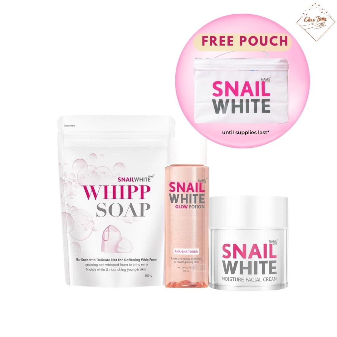 NAMU LIFE SNAILWHITE Glass Skin Glow Trio FREE Pouch