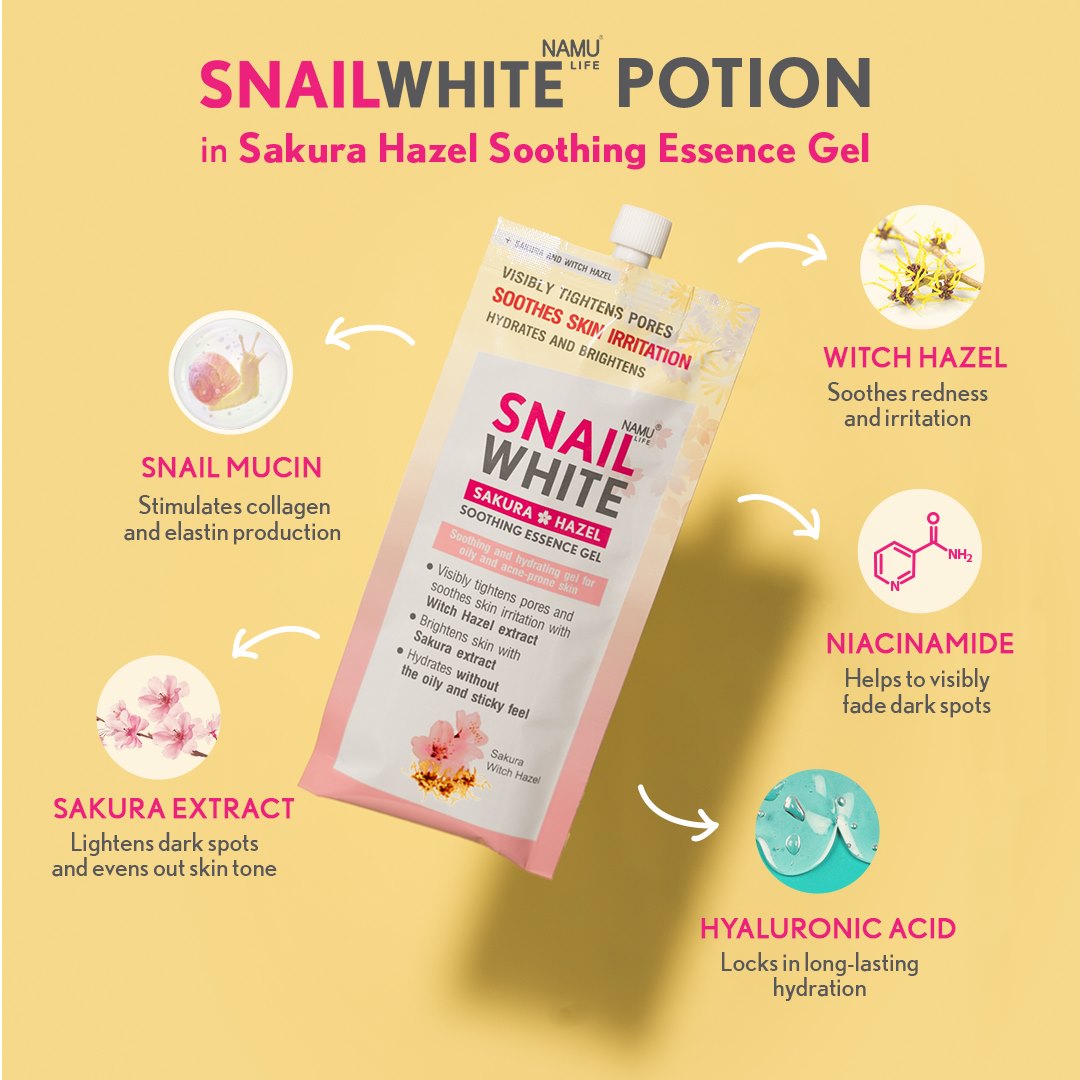 NAMU LIFE SNAILWHITE Sakura Hazel Soothing Essence Gel 20ml