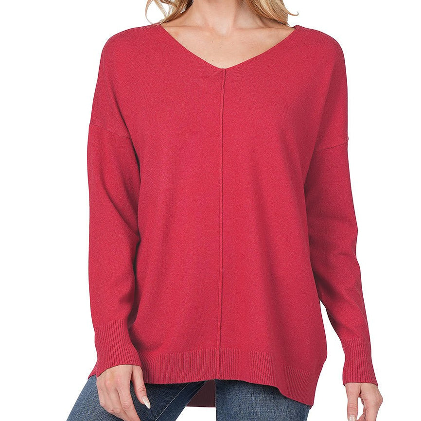 La Vie En Rose Oversized Sweater in Heather Burgundy