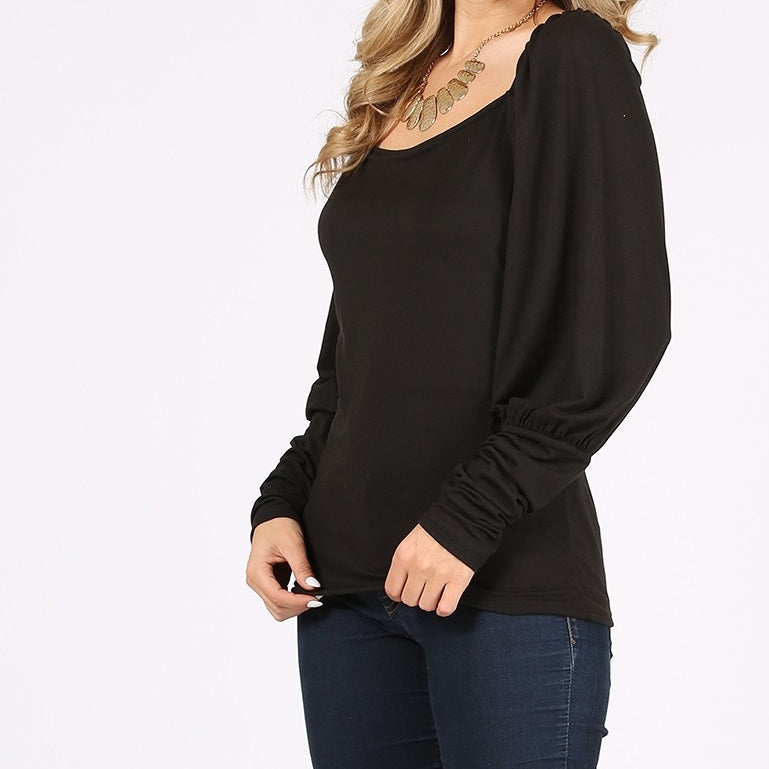 Pennies from Heaven Square Neck Blouse in Black