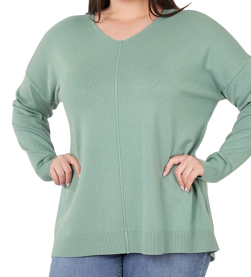La Vie En Rose Oversized Sweater in Sage PLUS