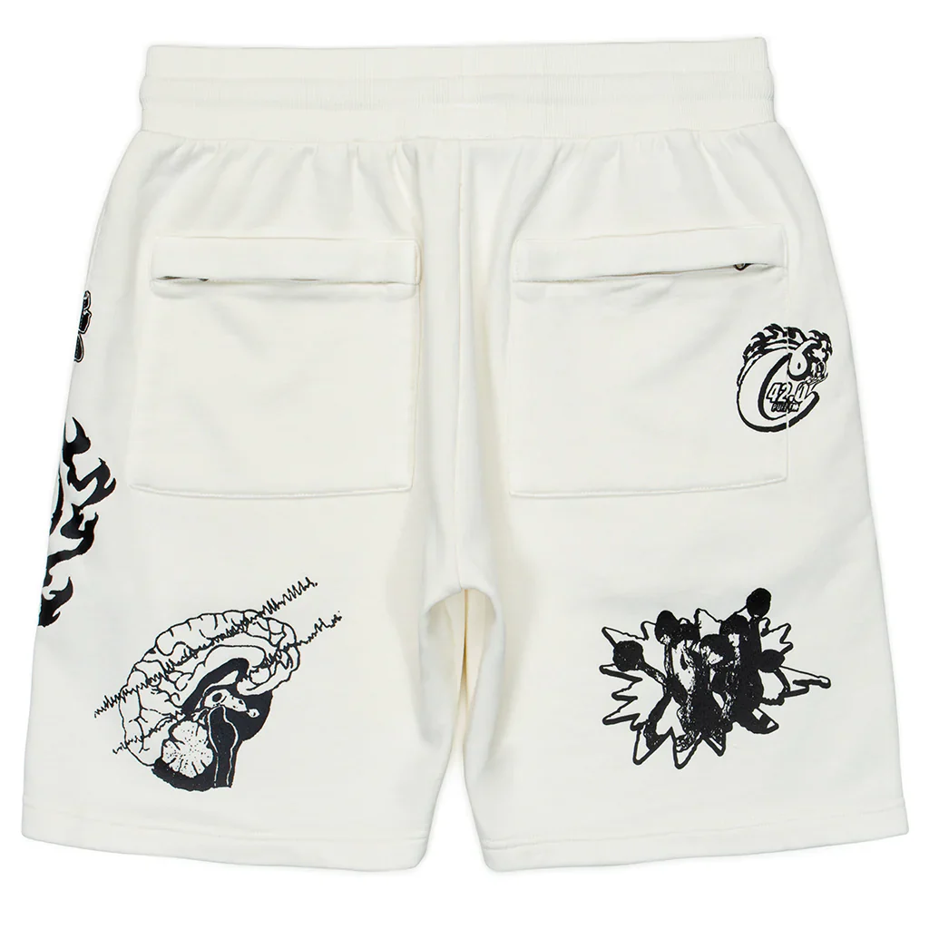 Cookies Shorts - Slow Burn Pigment Fleece - Off White   - CM241BKS11