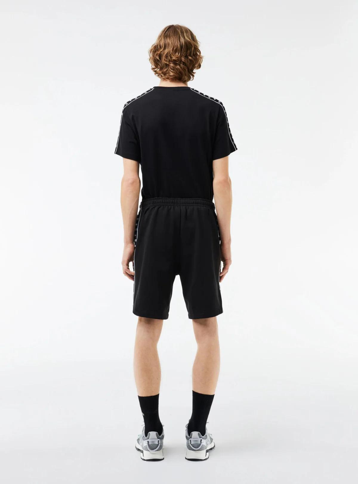 Lacoste Short Set - Men's Cotton Short Set Logo Stripe - Black 031 - TH7404