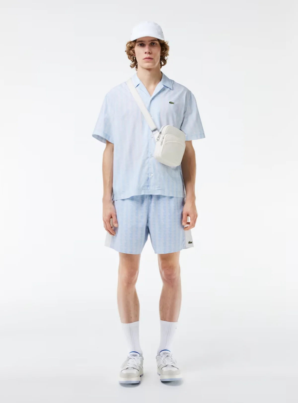 Lacoste Short Set - Men's Short Set Sleeved Monogram Print - Light Blue WB5 - CH8792