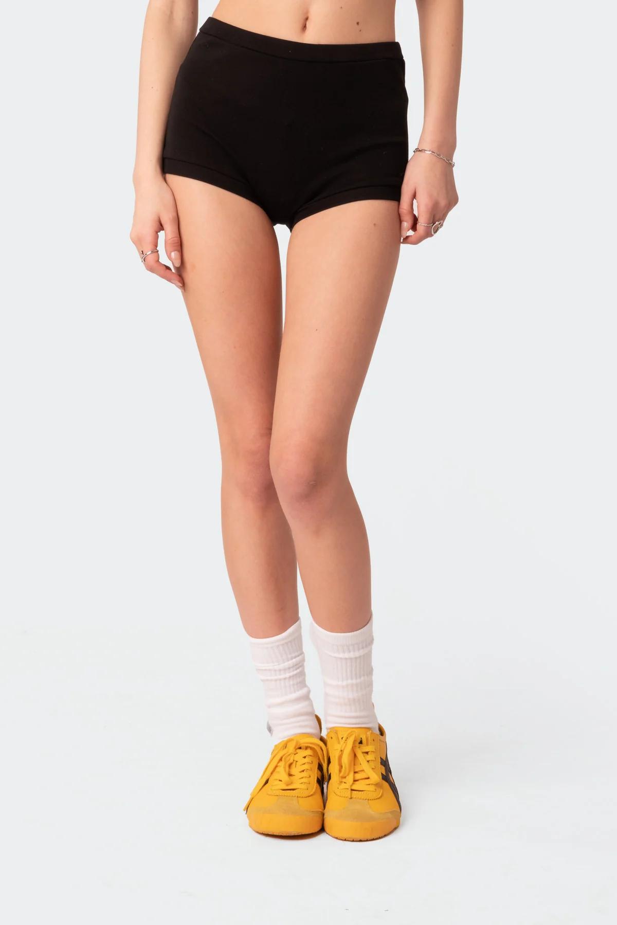 Weekend Ribbed High Rise Mini Shorts