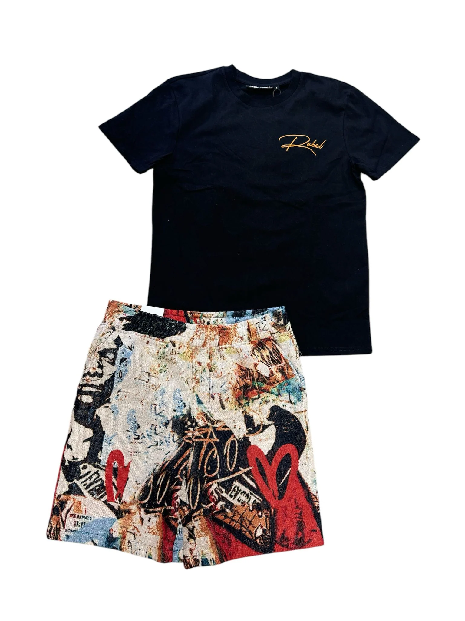 Rebel Minds Short Set - Deep In My Soul - Black And Orange - 151-933