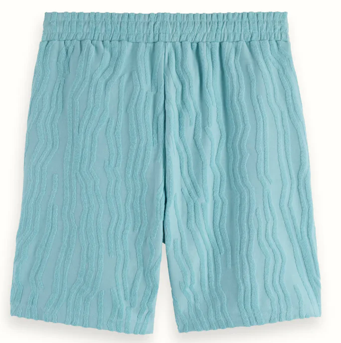 Scotch & Soda Shorts - Cotton Terrycloth Jacquard - Sea Blue - 180343