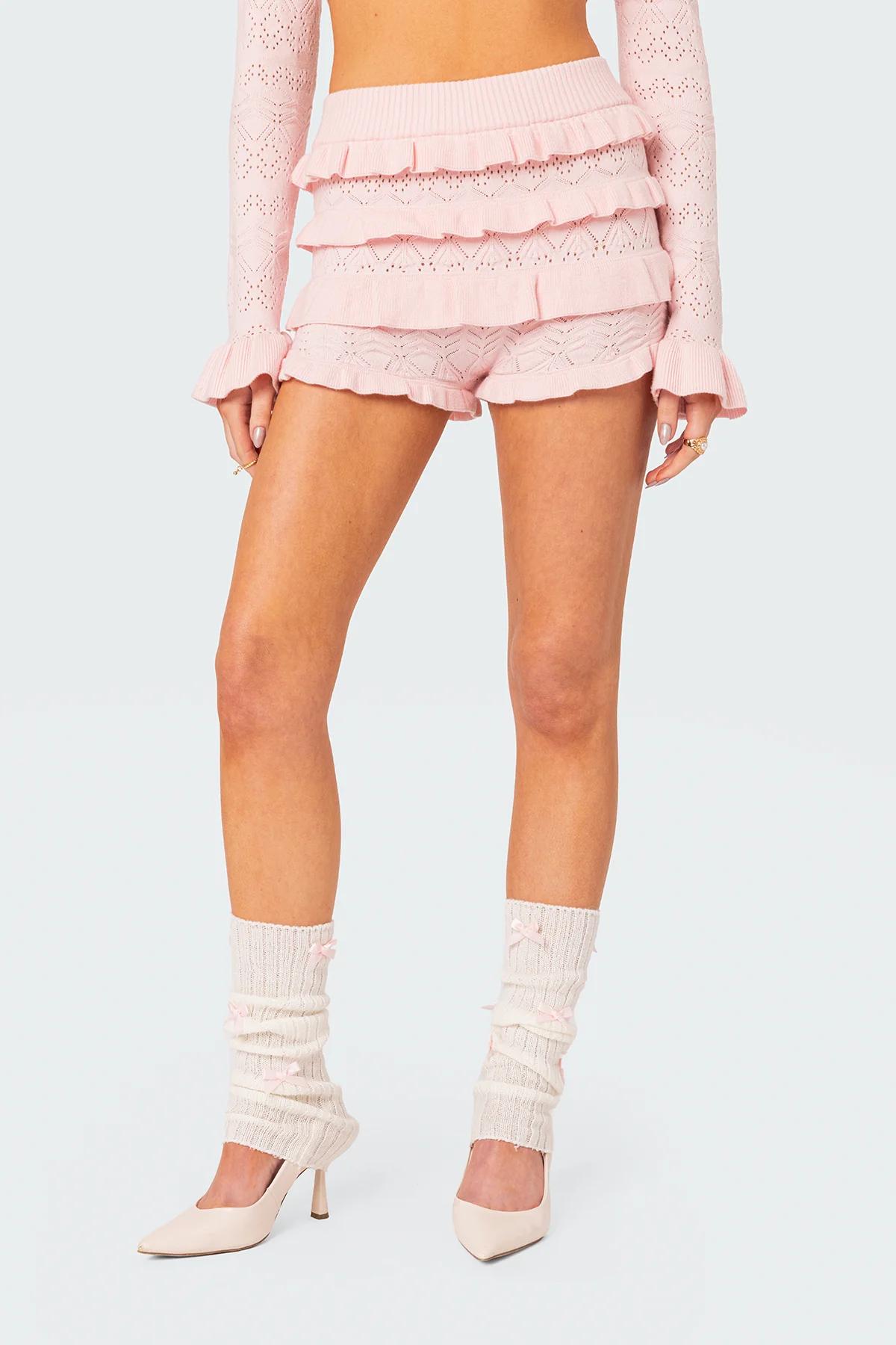 Lindsay Ruffle Knitted Shorts