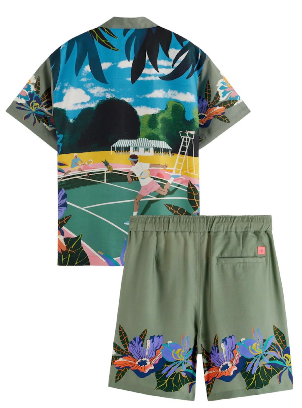Scotch & Soda Short Set - Flower Print - Green Tennis Aop - 171648