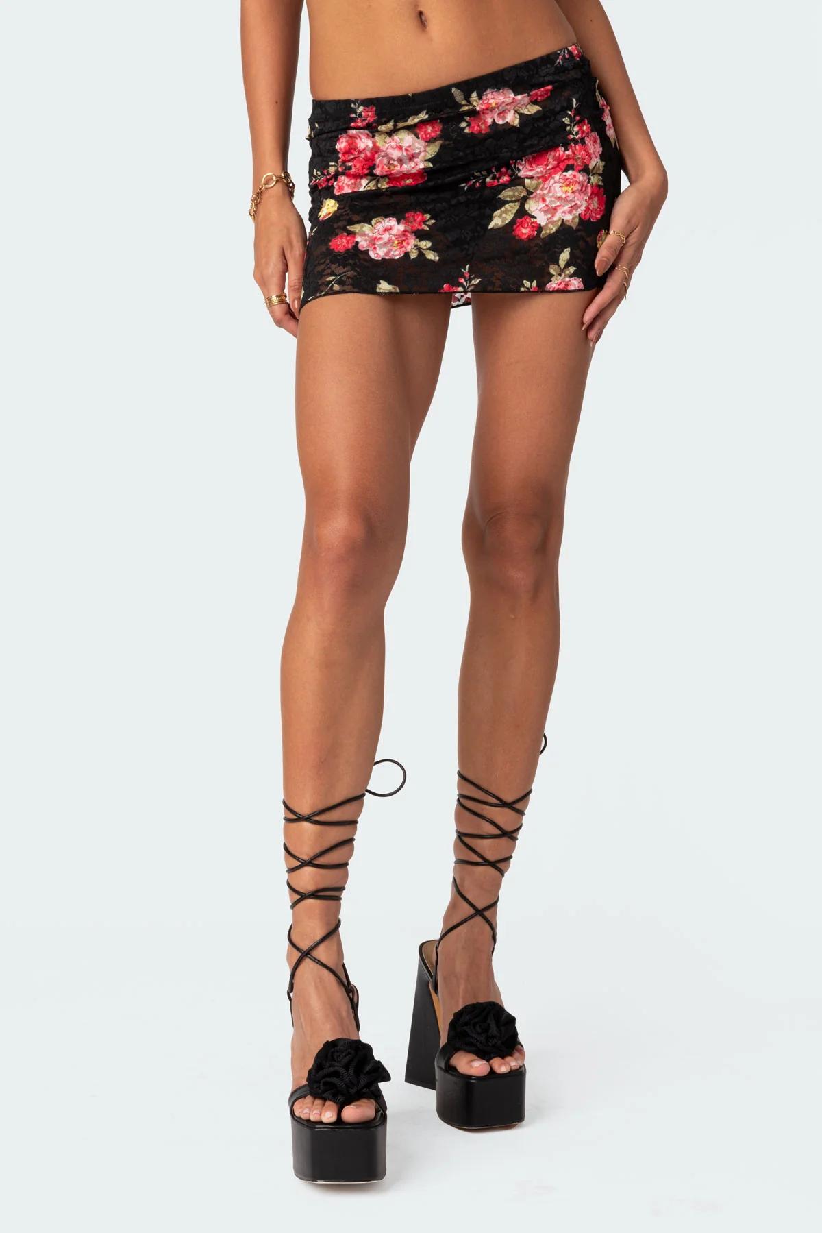 Portofino Printed Sheer Lace Mini Skirt
