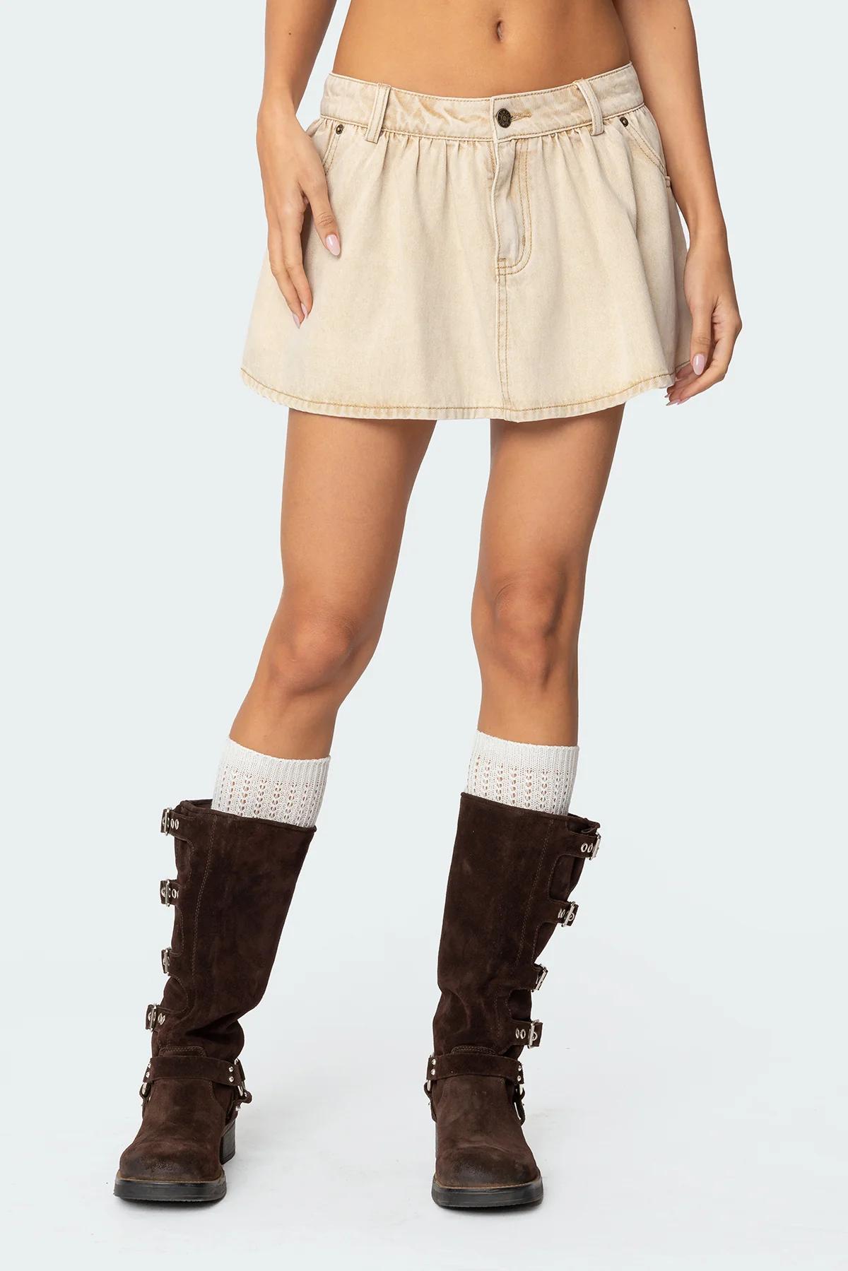 Peyton Flared Denim Mini Skirt