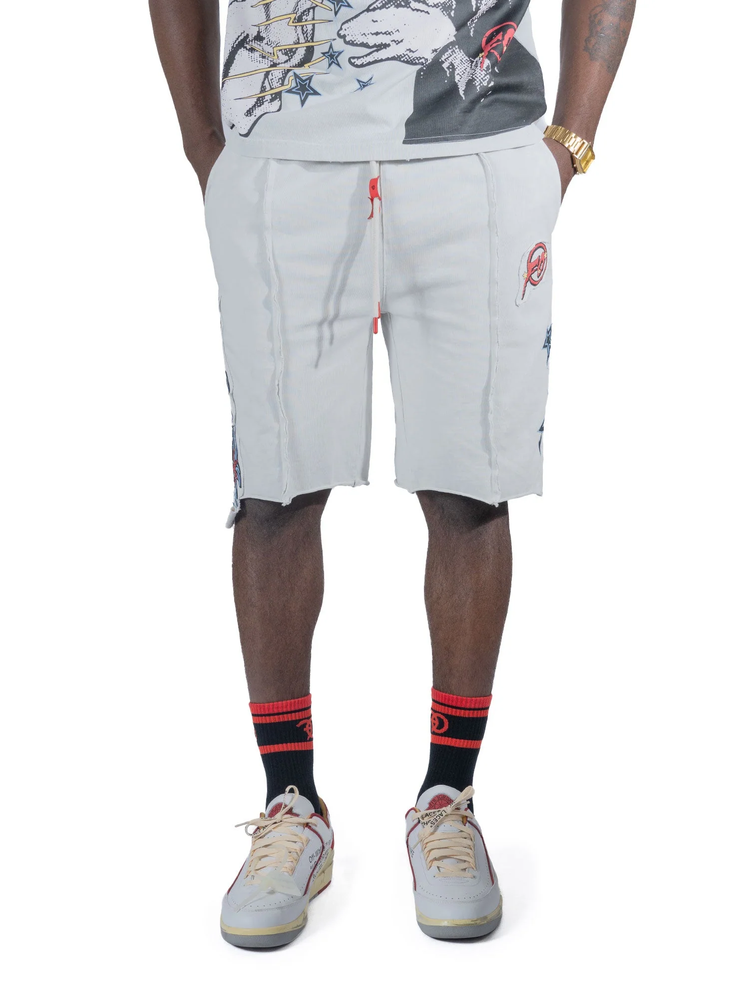 Makobi Shorts - F696 Finesse Acid Wash - White