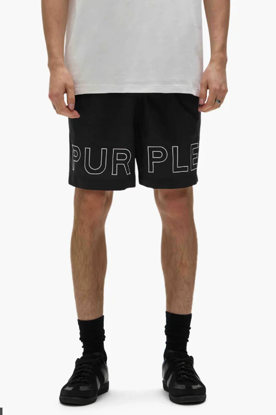 Purple-Brand Shorts - Outline Swim Shorts - Black - P504-PBWO225