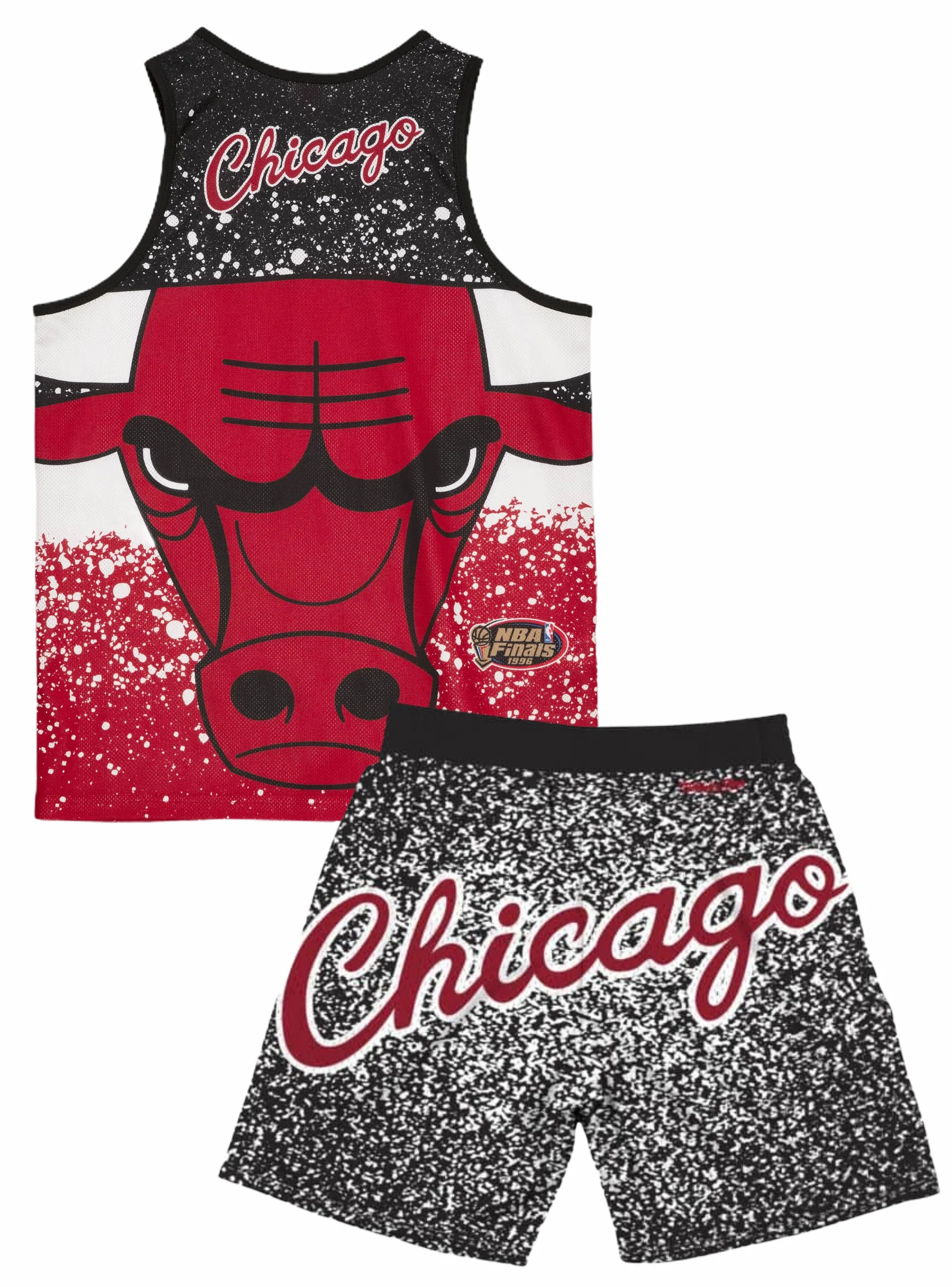 Mitchell & Ness Short Set - Jumbotron Bulls - Black and Red