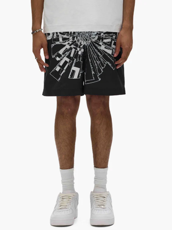Purple-Brand Shorts - Shattered Swim Shorts - Black - P504-PBSH225