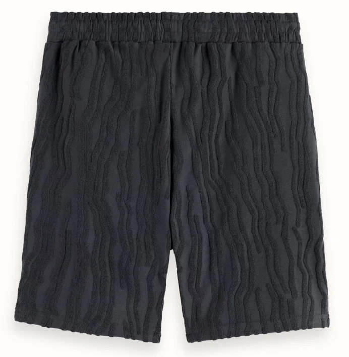 Scotch & Soda Shorts - Cotton Terrycloth Jacquard - Washed Black - 180343