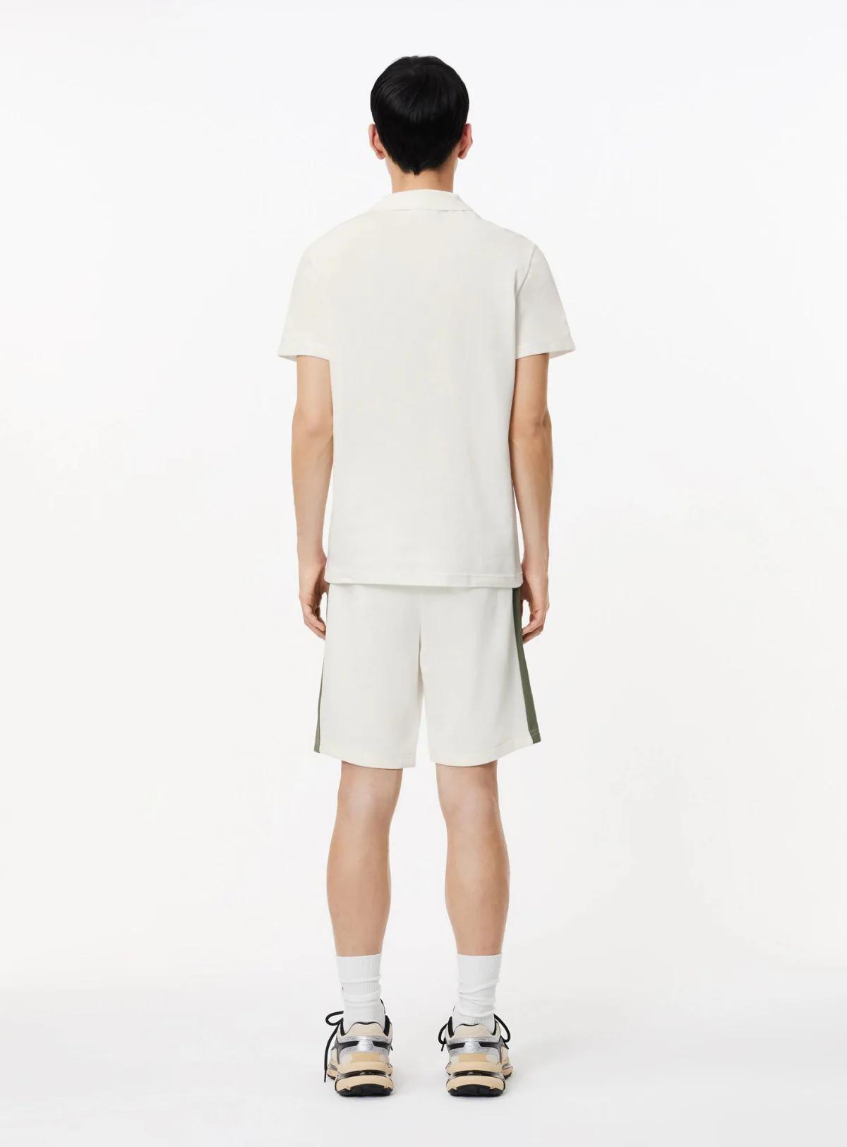 Lacoste Short Set - Men's Regular Fit Printed Colorblock - White\Khaki Green IMI - TH1712