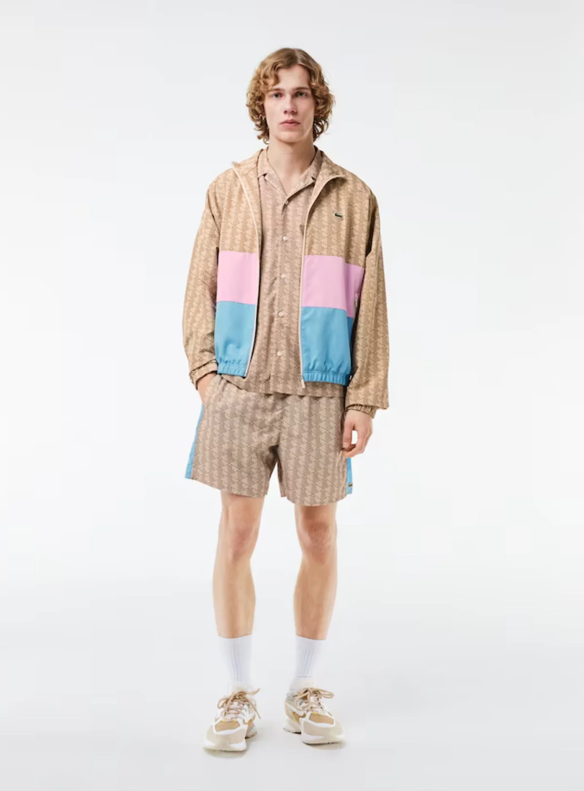 Lacoste Short Set - Men's Short Set Sleeved Monogram Print - Brown IRP - CH8792