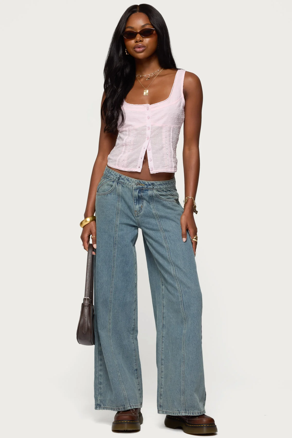 Embroidered Cotton Button Up Top