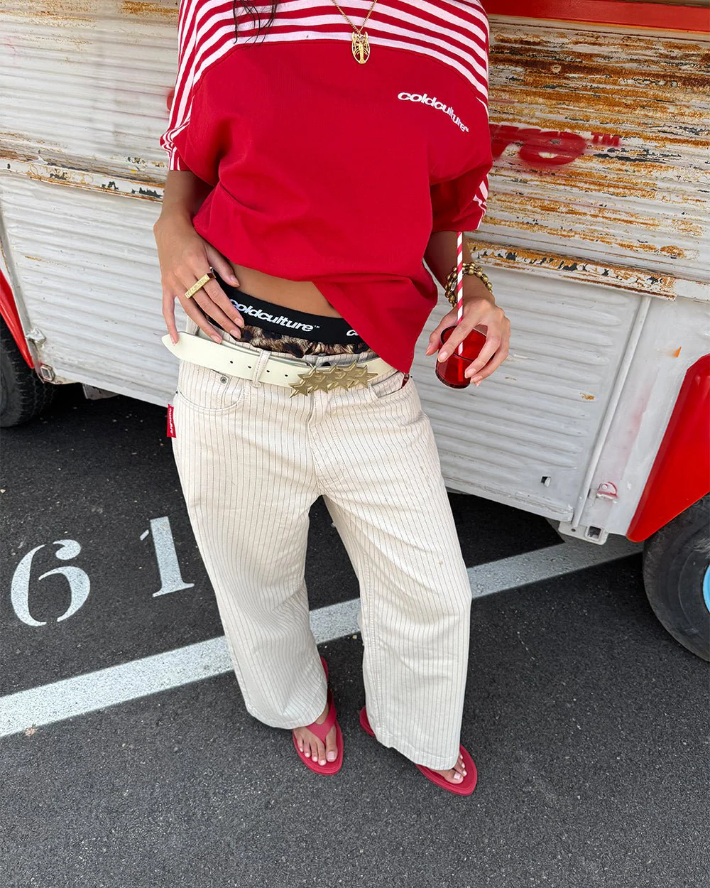 STRIPE FADE PANTS WHITE